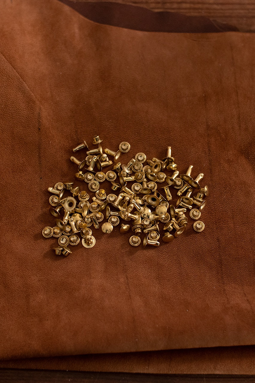 Hollow Rivet KØ7.0 x L9.0 mm Iron/Brass - Heavy Duty Fasteners for Leather Craft, Metal Fabrication & DIY Projects