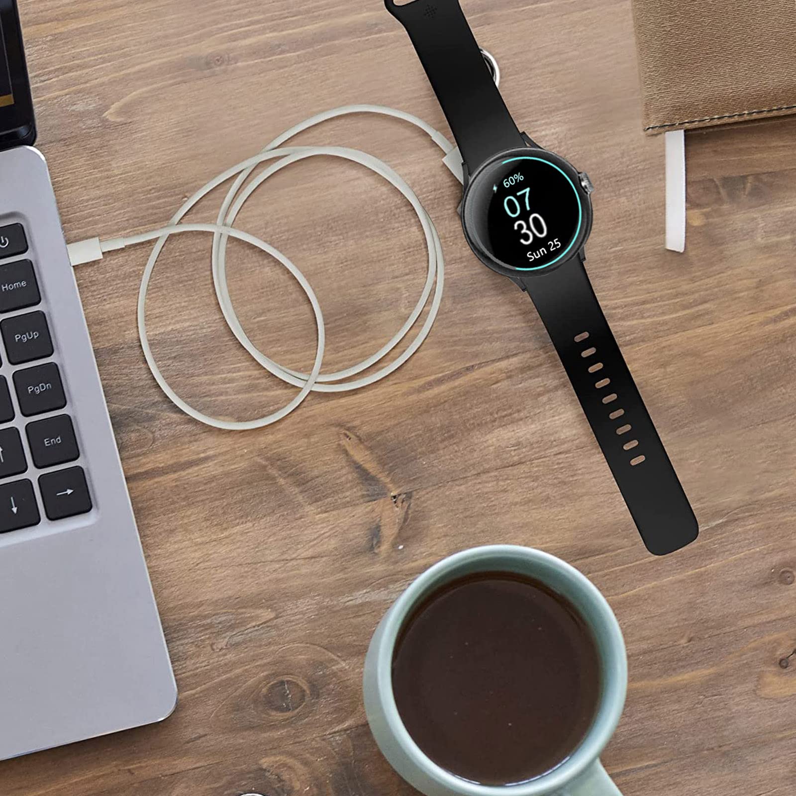 Miimall Wireless Magnetic Charger for Google Pixel Watch - Portable USB-C/Micro USB 2-in-1 Charging Stand Adapter (White) | Perfect for Travel, Office & Home Use