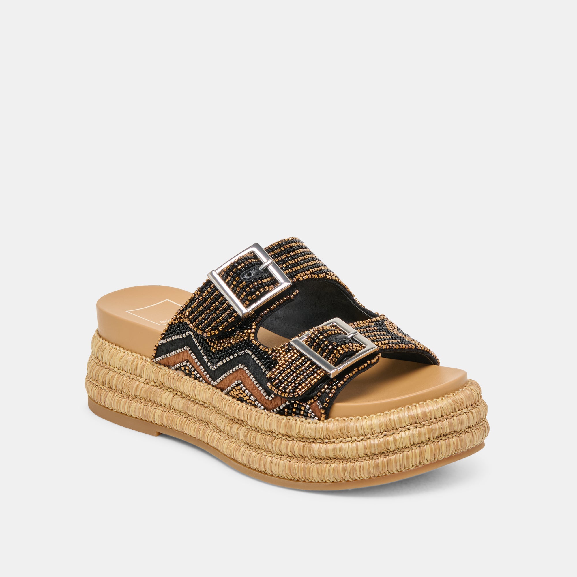 WIXIE Women's Beaded Sandals - Stylish Black Multi Bead Design for Summer, Beach, and Casual Outings