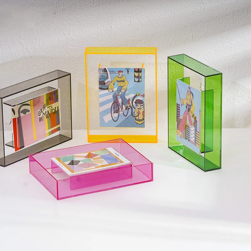 Neon Dreams Acrylic Picture Frame - Modern LED Photo Display for Wall Decor, Bedroom, Living Room & Office - Shatter-Resistant Clear Plastic Frame for 4x6, 5x7, 8x10 Photos