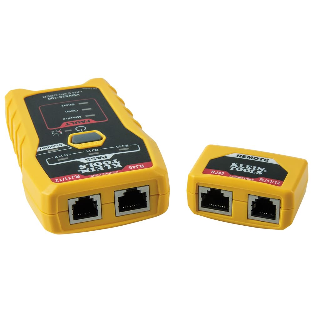 Klein Tools 80093 Professional VDV LAN Cable Tester Kit - Includes LAN Tester, Pass Thru Crimper, CAT6/CAT5e Plugs & Strain Relief Boots (5-Piece Set) for Network Installation & Maintenance
