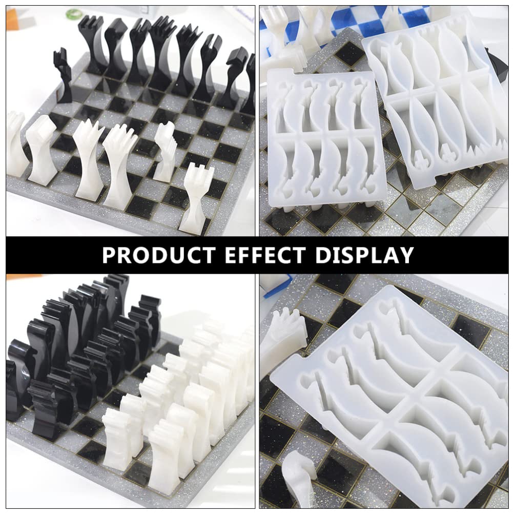 2pcs Silicone Chess Mold Set for Epoxy Resin DIY Craft - Chess Piece Casting Molds with Tray for Resin Art, Jewelry Making & Home Decor Gifts