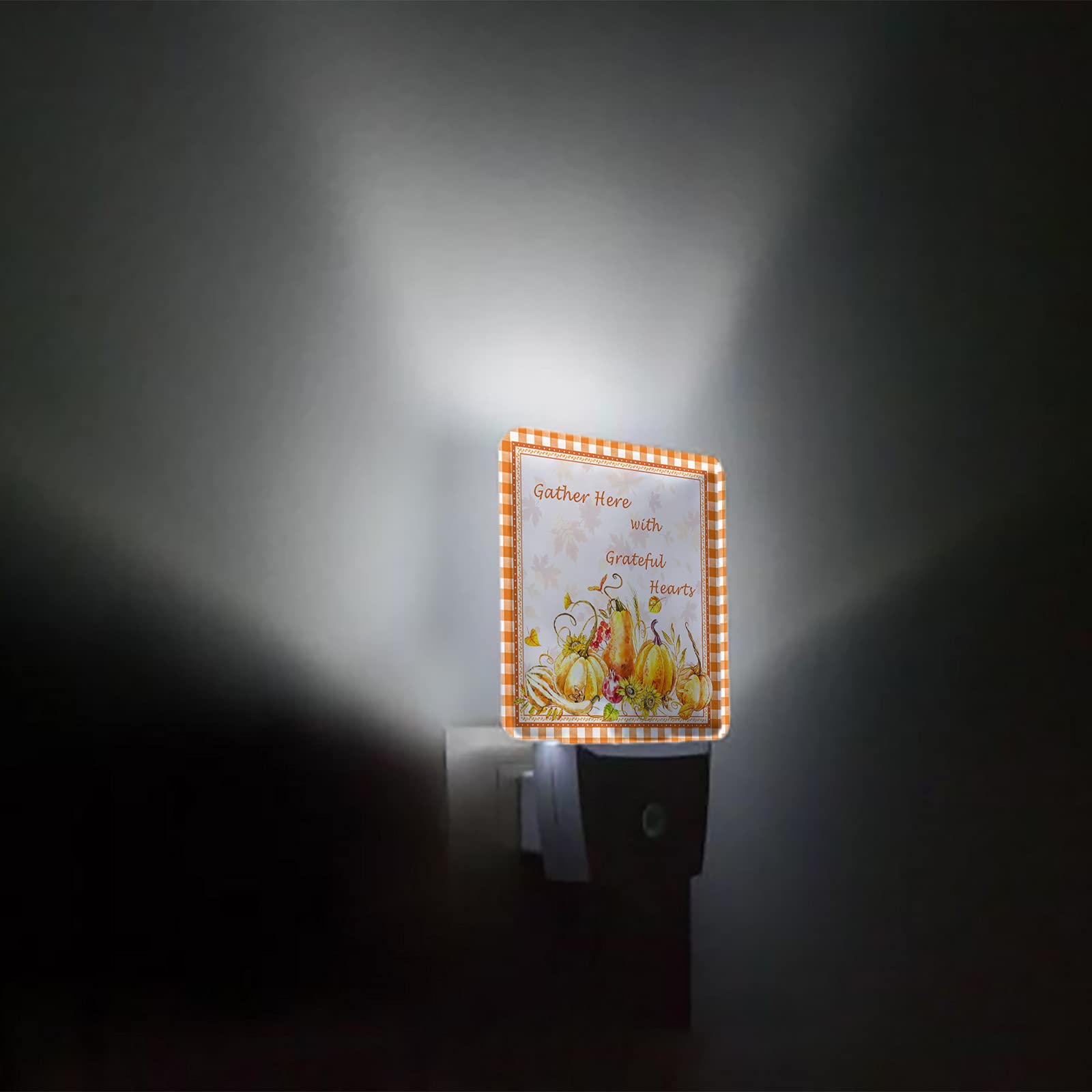 **Kids Night Light Plug-in Wall LED Lamp with Dusk-to-Dawn Sensor - Fall Harvest Orange Pumpkin Shape for Nursery, Bedroom, Bathroom, Hallway & Stairs - Perfect for Baby, Toddler & Home Decor**    *(Ideal for soothing night-time fears, creating a cozy ambiance, and providing safe navigation in dark spaces.)*