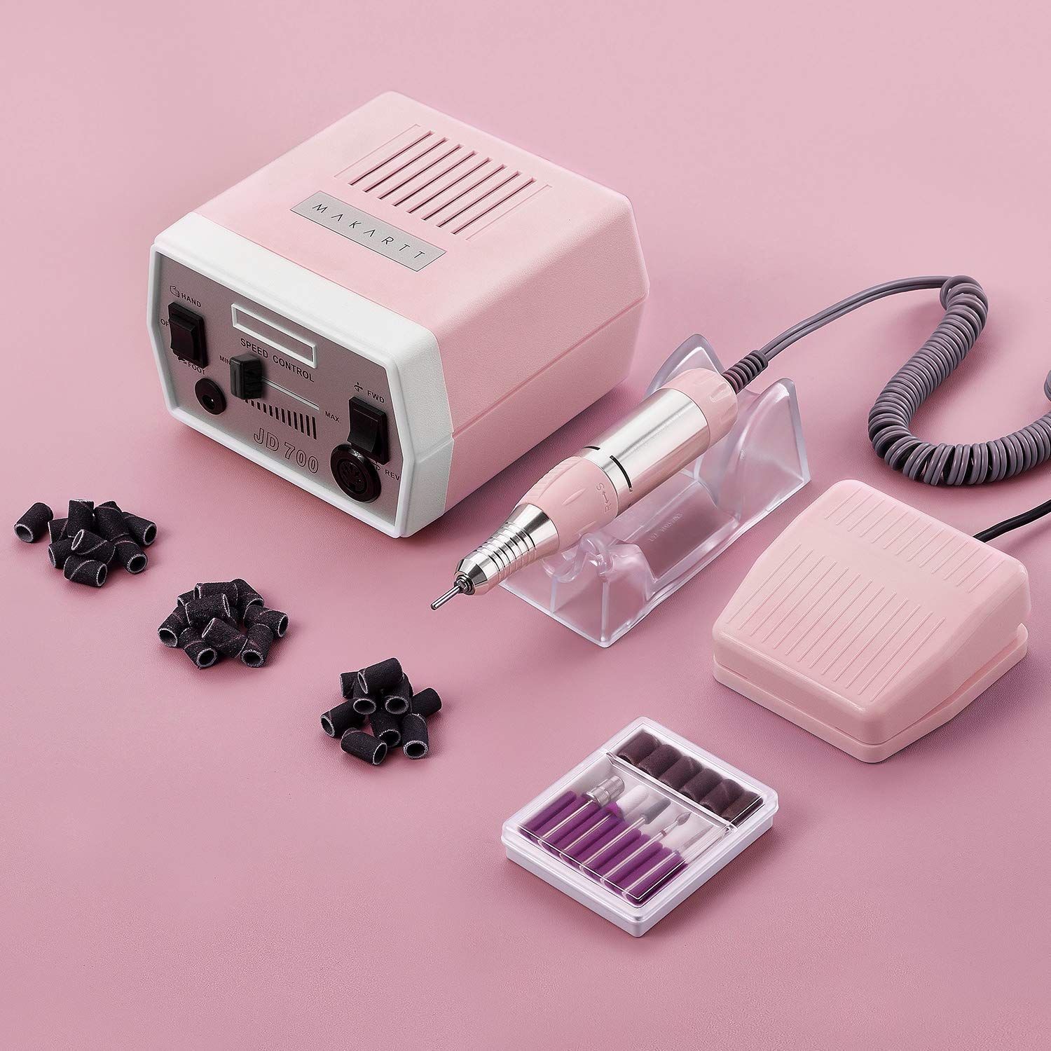 Makartt Geneviere Professional Electric Nail Drill Machine Kit with Safety Nail Drill Bits - Perfect for Salon, Home Manicure & Pedicure, Nail Art Design