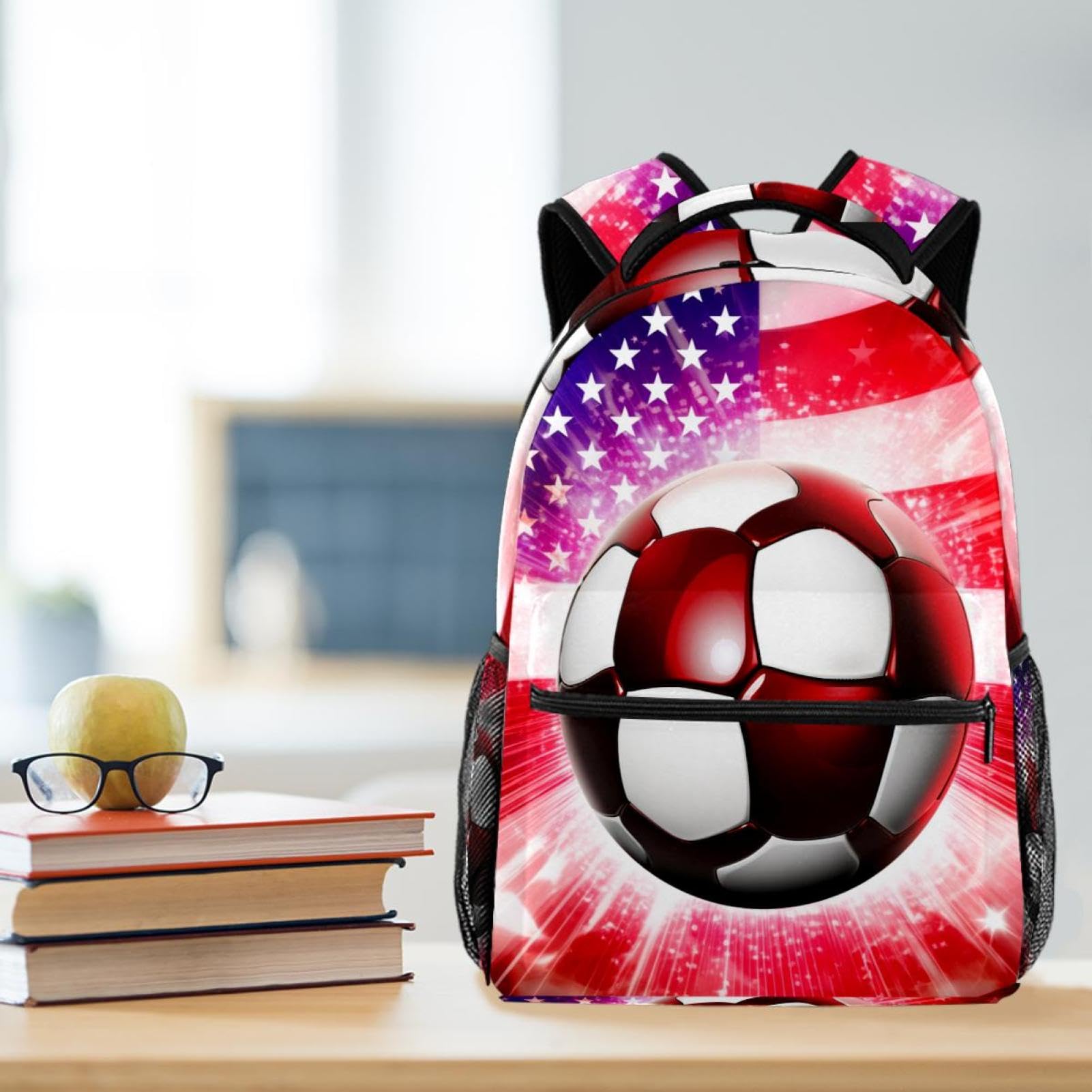 Premium Travel Backpack for Men & Women - Durable American Flag Design with Football Print - Perfect for Hiking, Gym, School & Outdoor Adventures