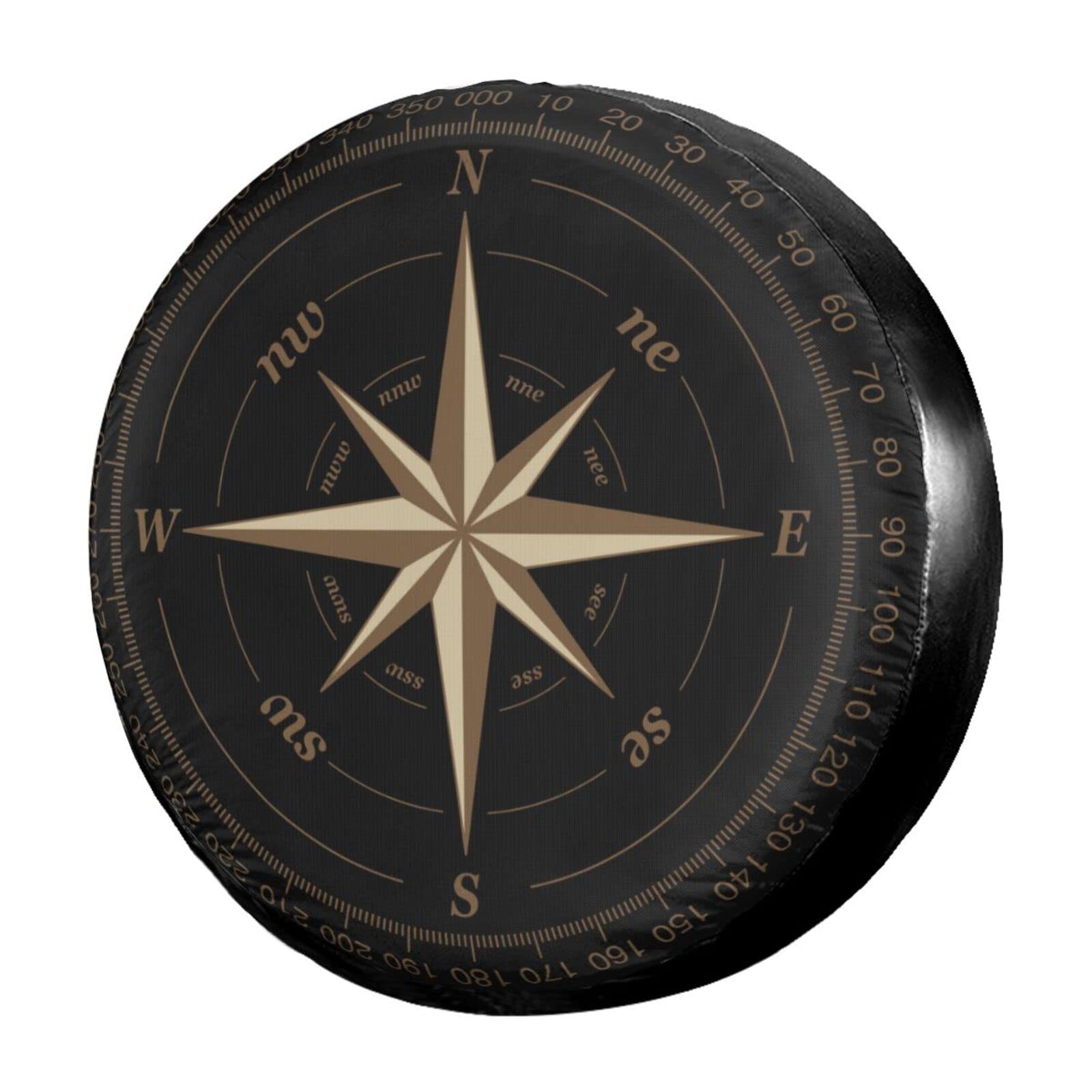 Compass Rose Black Spare Tire Cover - 17 Inch Dust-Proof Wheel Protector for Trailers, RVs, SUVs & Most Vehicles | Perfect for Off-Road Adventures & Long-Distance Travel