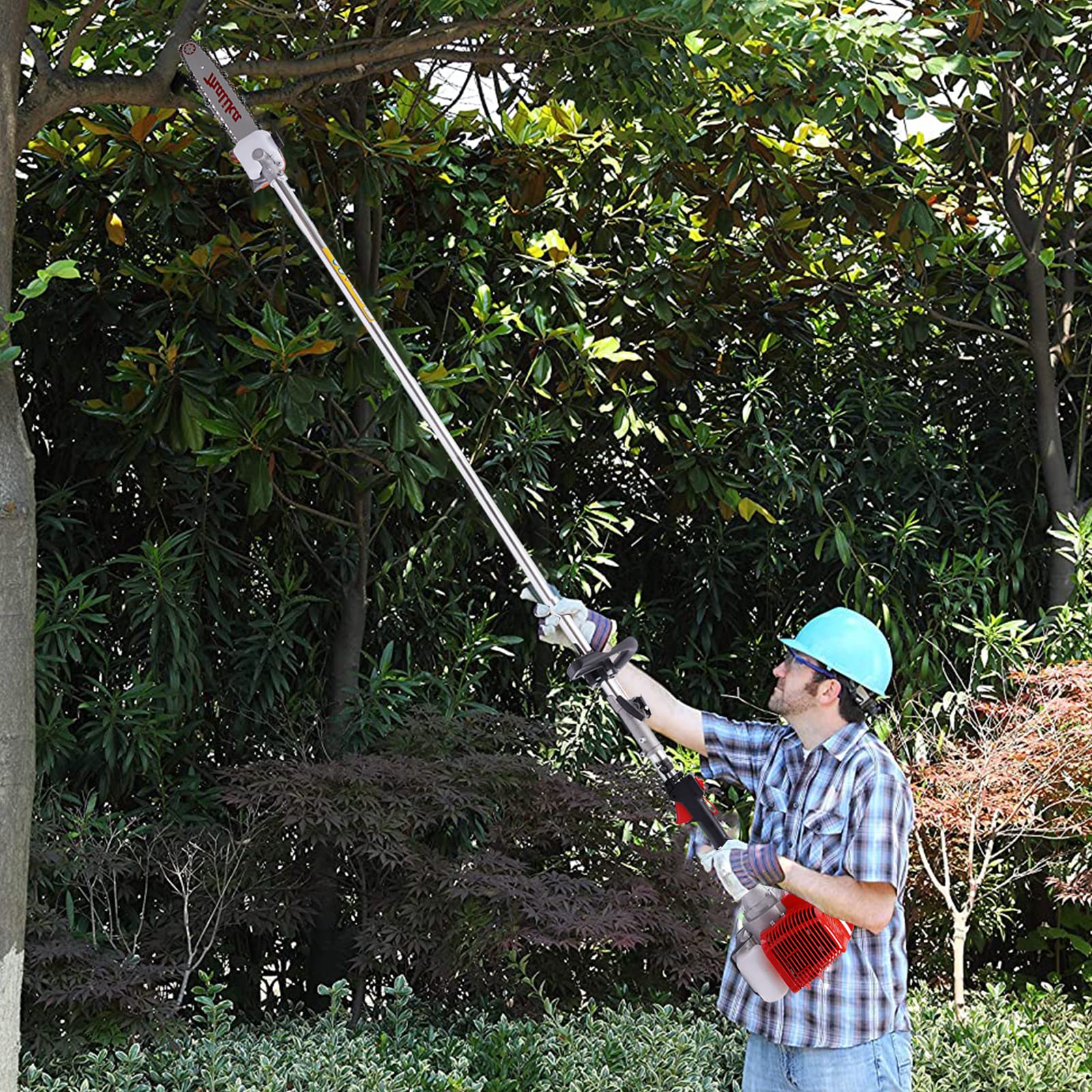 42.7CC 11.2ft Gas Pole Chainsaw - Powerful Gasoline Pole Saw for Tree Trimming, Pruning & Landscaping | Long Reach Cordless Hedge Trimmer for Professional Tree Care & Yard Maintenance
