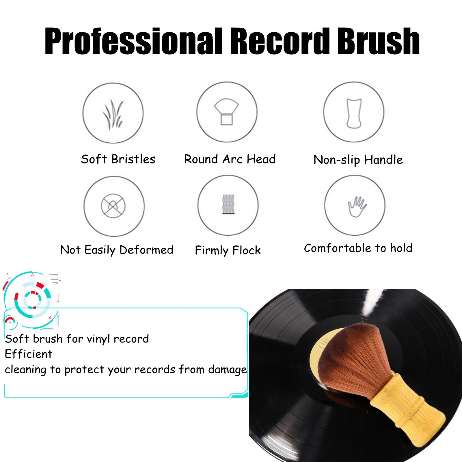 Electrostatic Brush Record Cleaner - Anti Static Vinyl Dust Remover for LP Records | Perfect for Home Audio & DJ Equipment Use