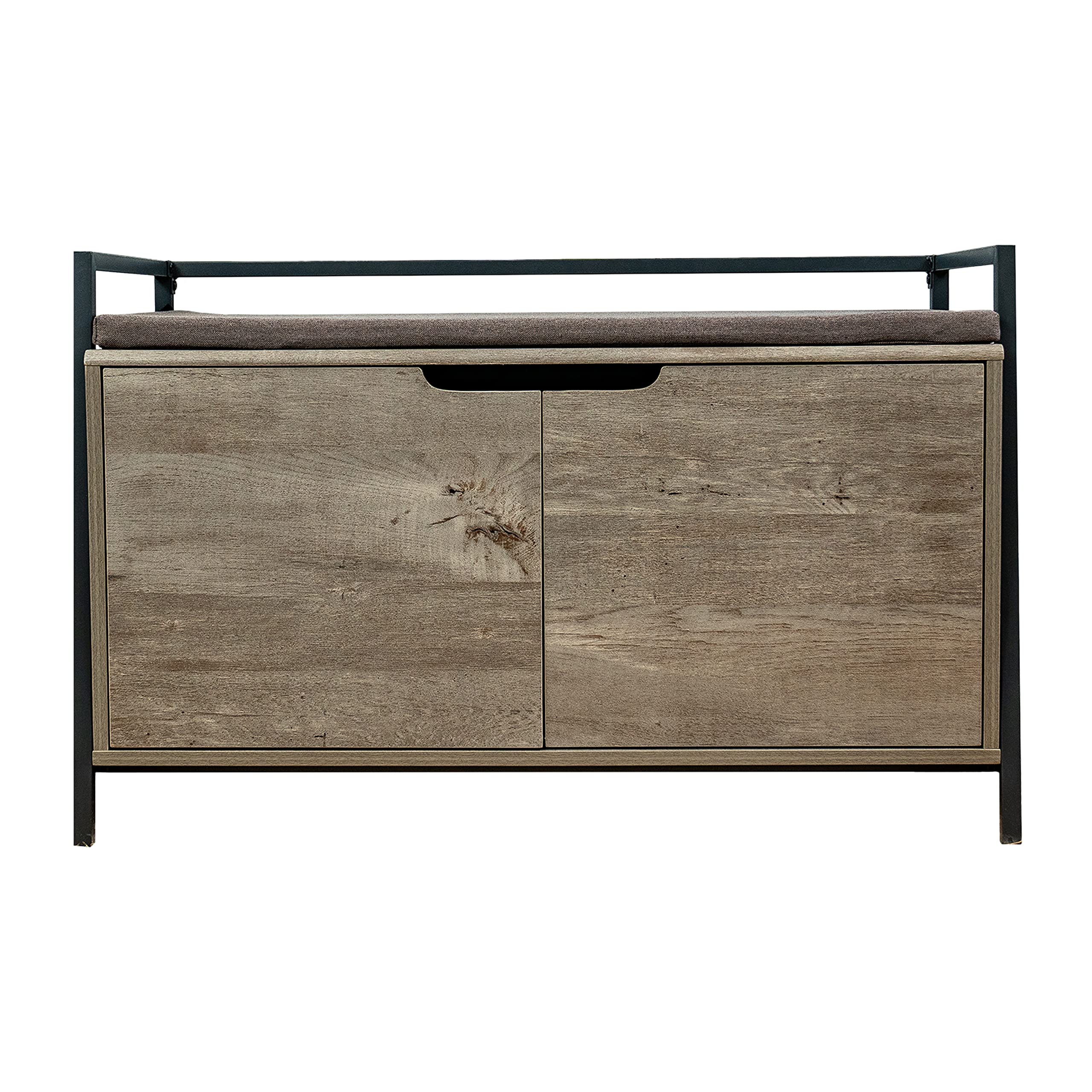 Whisker Litter Box Bench with Enclosure - Farmhouse Style Hidden Cat Litter Box Furniture, Mystic Oak Finish, 38.11