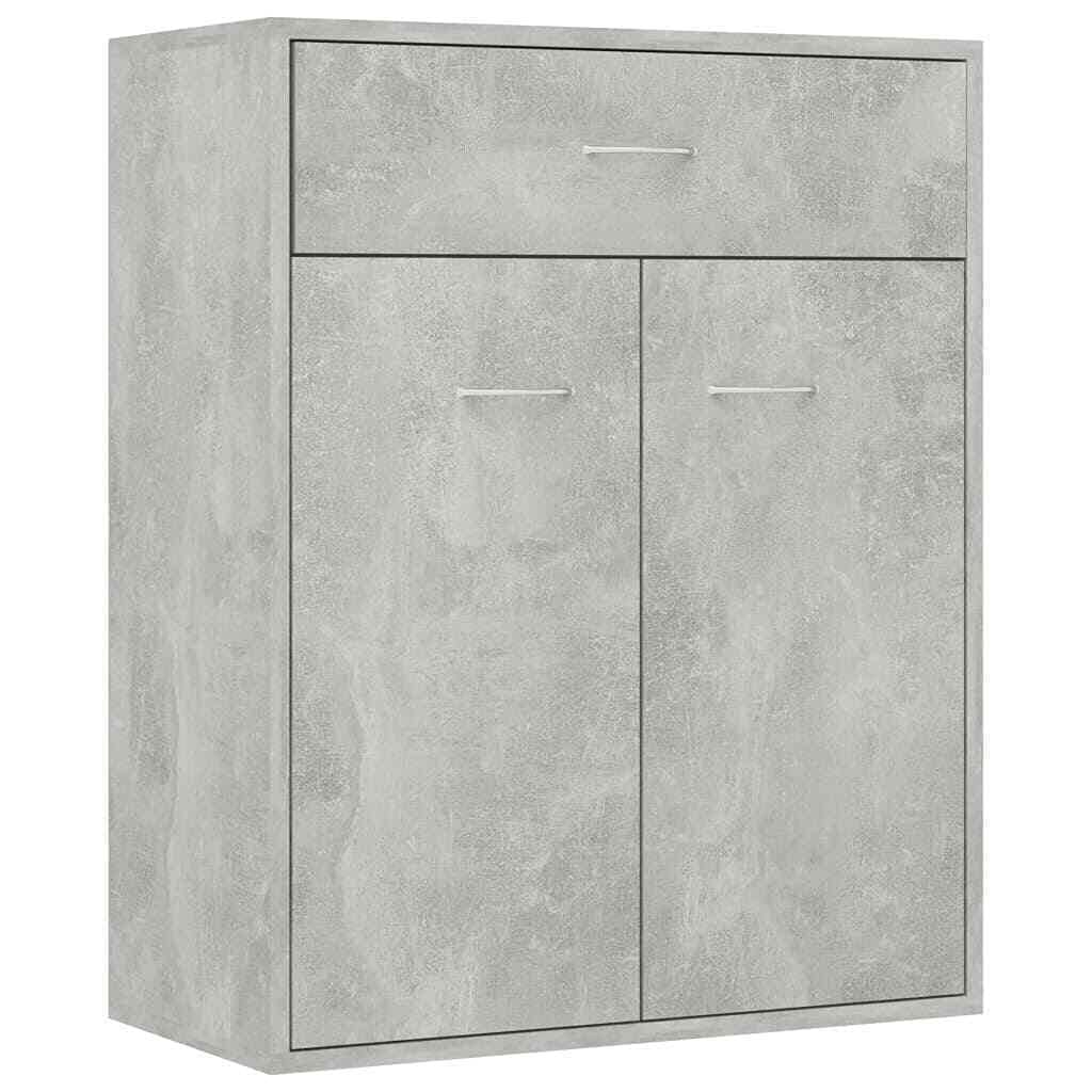 Modern Sideboard Storage Cabinet - Concrete Gray Chipboard Chest Lowboard for Living Room, Dining Room & Bedroom Organization