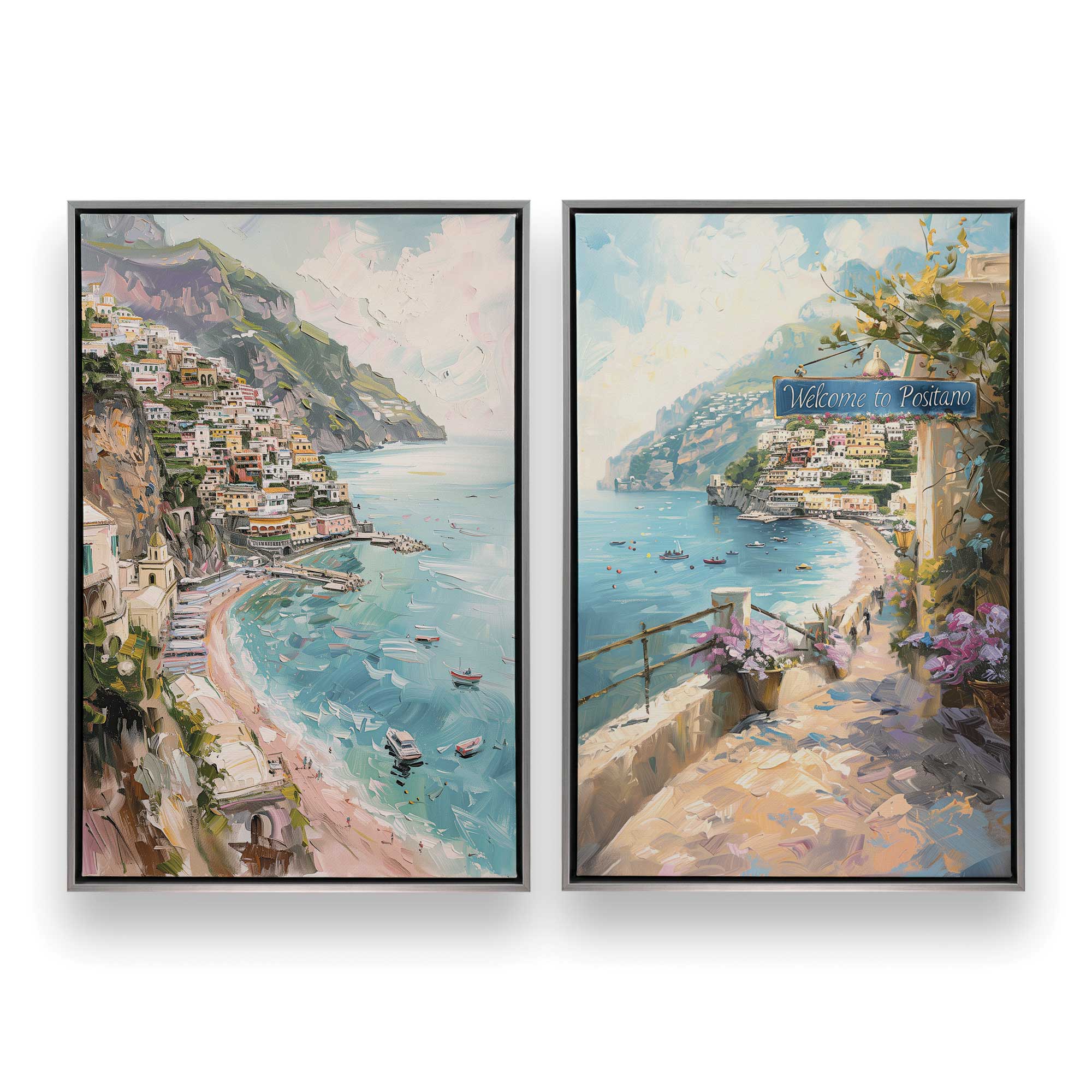 Coastal Charm Paradise Wall Art - Set of 2 Canvas Prints for Beach House Decor, Living Room & Bedroom