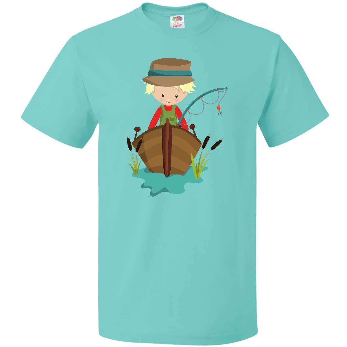 Inktastic Fishing Boy T-Shirt - Cute Fisherman Design with Blond Hair & Fishing Rod - Perfect for Fishing Enthusiasts & Outdoor Adventures