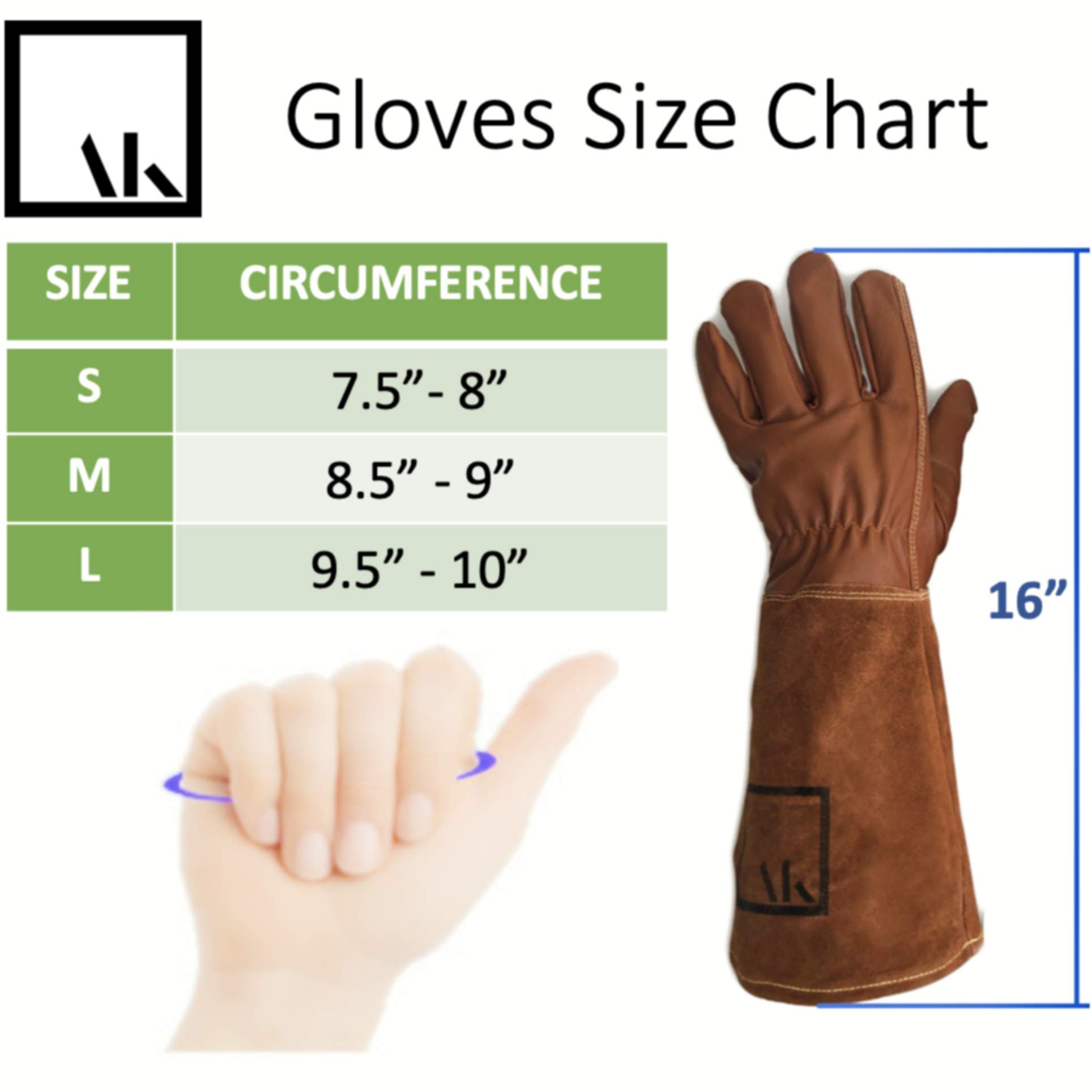 ArtAK Leather Rose Pruning Gloves for Men & Women - Thorn Proof Cowhide Gardening Gloves for Rose Bushes, Ready to Plant - Large Brown Gauntlet Protective Gloves (Perfect for Rose Care, Gardening, and Landscaping)