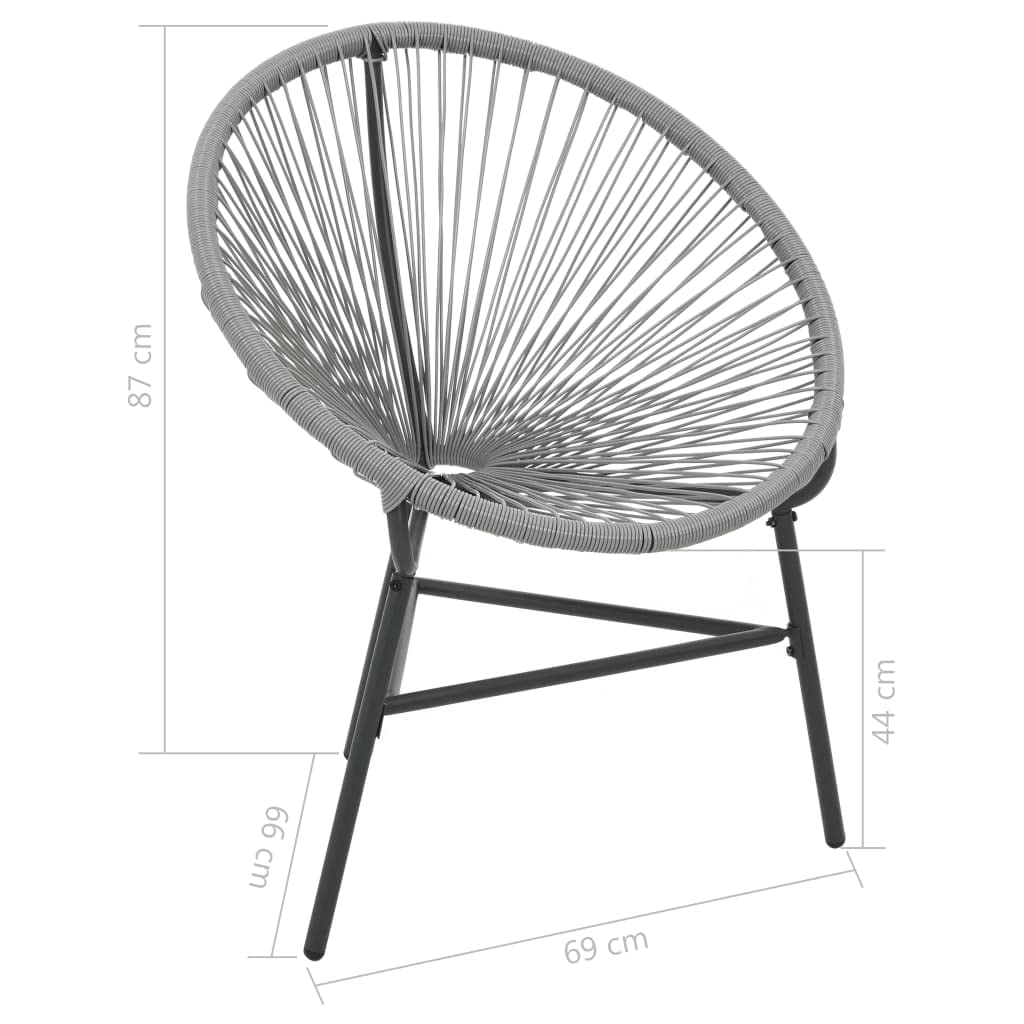 Gray Poly Rattan Patio Moon Chair - Outdoor Lounge Chair for Garden, Yard, Deck & Lawn - Perfect for Relaxing, Sunbathing & Backyard Lounging