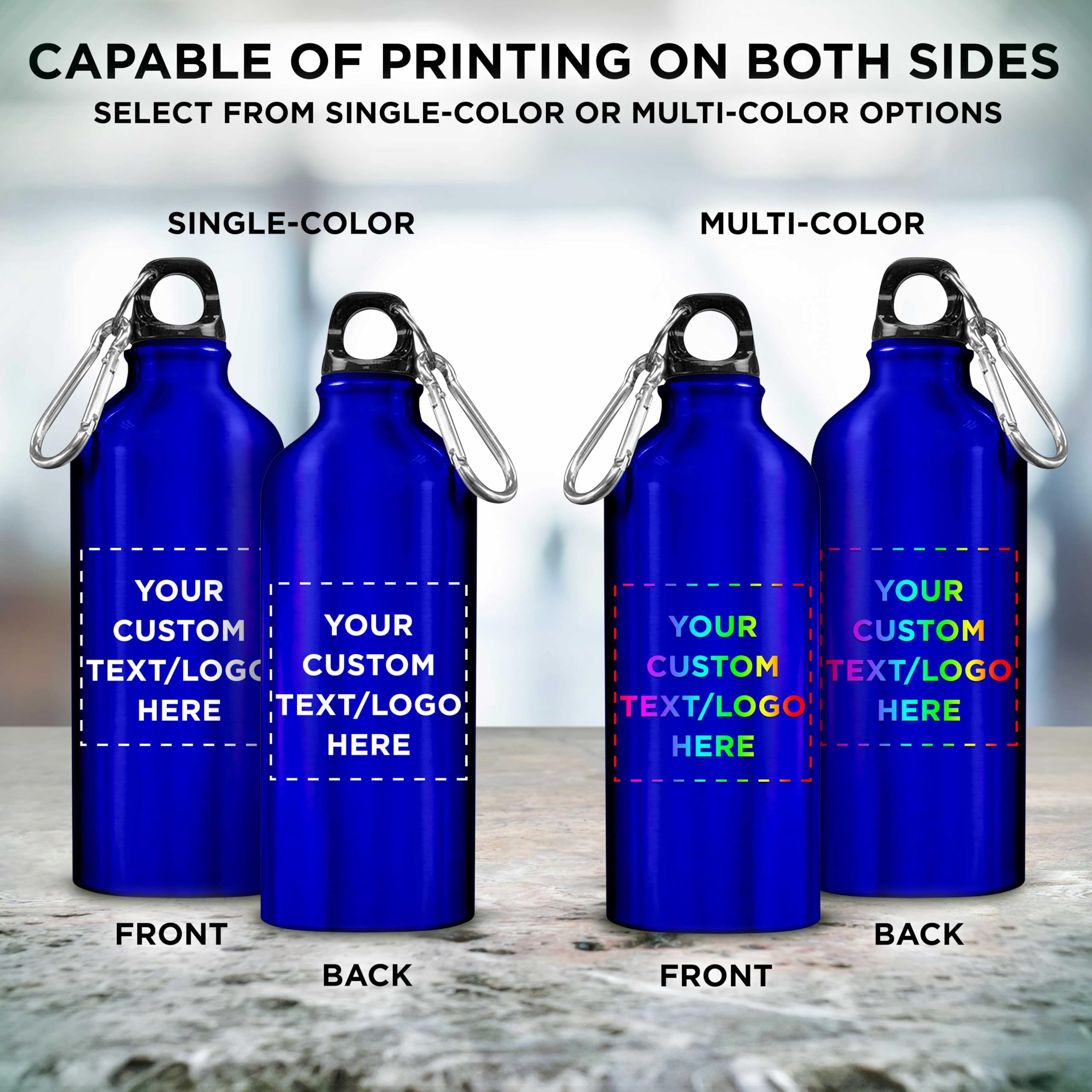 Custom 20oz Aluminum Water Bottles Bulk Pack (Set of 10) - Personalized Reusable Sports Bottles for Gym, Hiking, Camping & Outdoor Activities - BPA-Free & Eco-Friendly - Great for Corporate Gifts, Team Events & Promotions