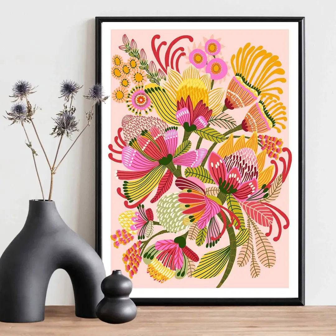 Wild Proteas Modern Wall Art Print - Vibrant Floral Decor for Living Room, Bedroom & Office | Premium Canvas Painting for Home & Office Decor