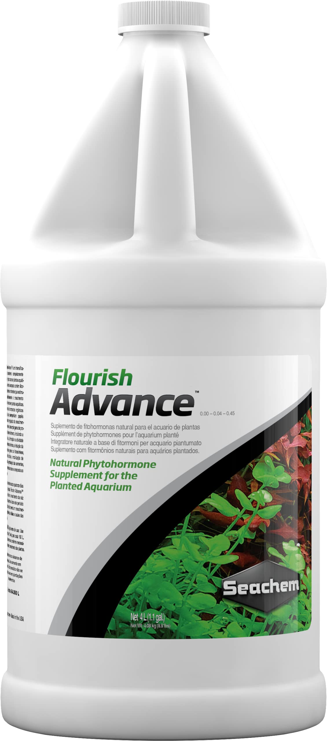 Seachem Flourish Advance Aquatic Plant Fertilizer - Premium Growth Supplement for Freshwater Aquariums (4 Liter) | Enhances Plant Health & Vibrant Growth for Fish Tanks & Aquascaping