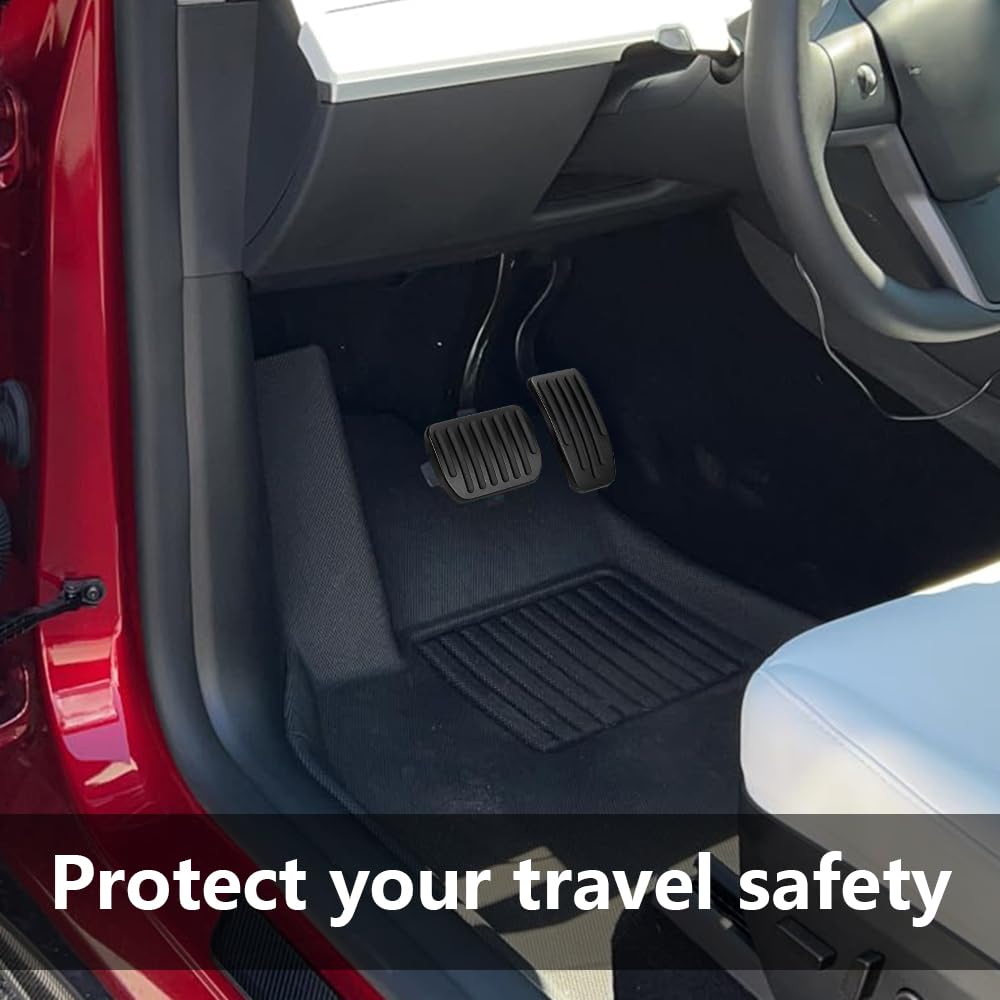Non-Slip Aluminum Car Pedal Covers for Model 3/Y - Black Auto Accessories for Enhanced Driving Safety