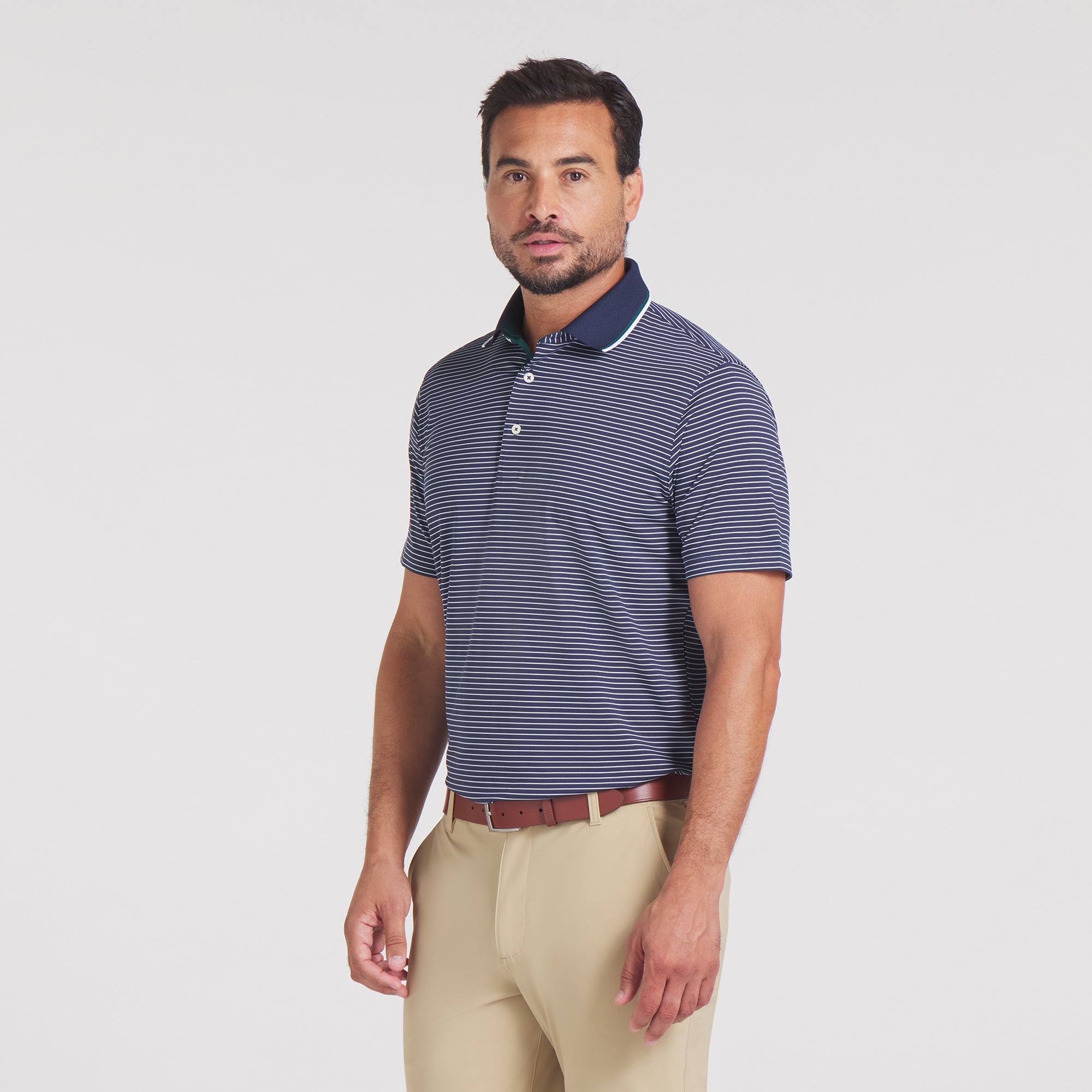 Elevated Stripe Golf Polo Shirt for Men - Breathable & Moisture-Wicking Performance Golf Shirt - Perfect for Golf, Country Club & Casual Wear
