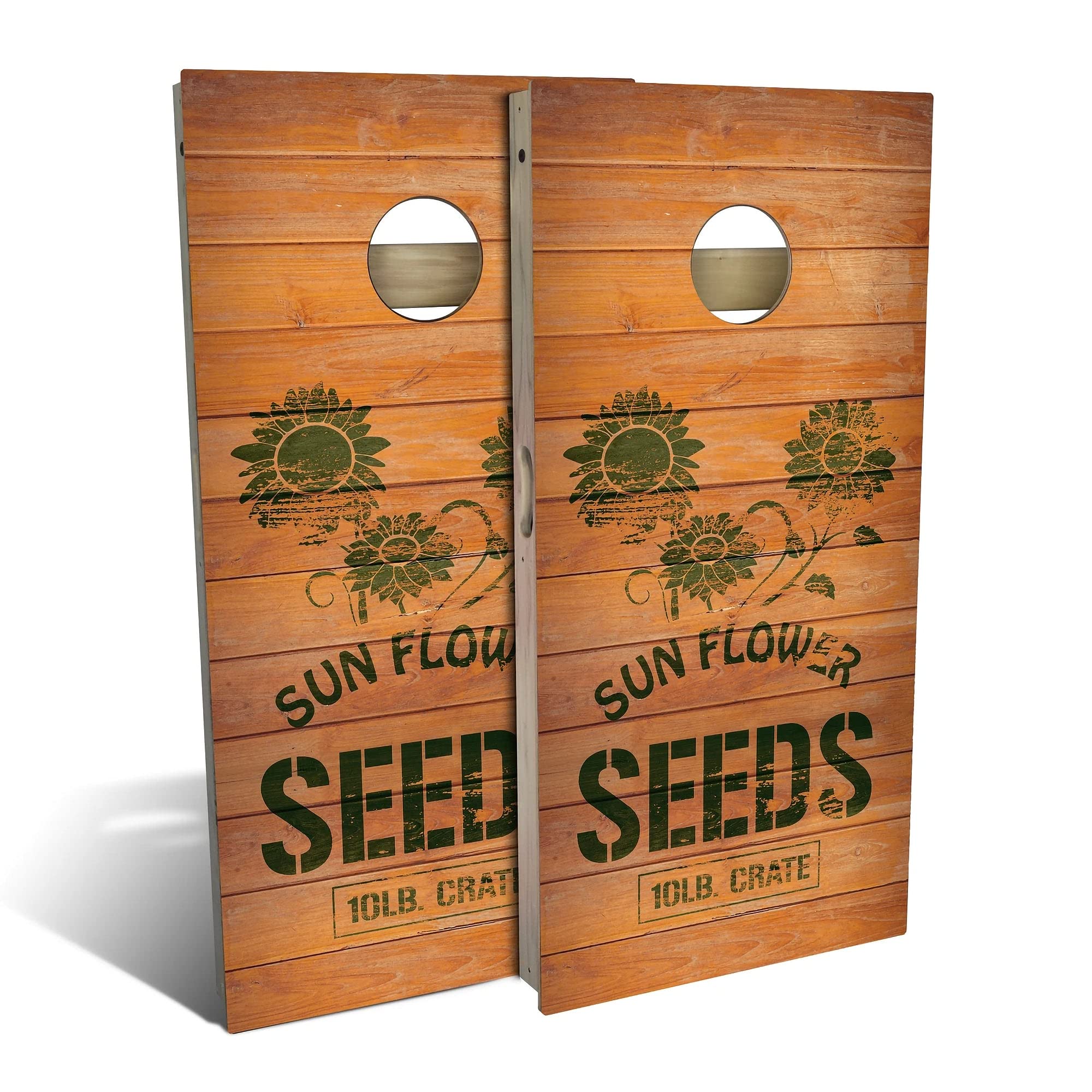 Skip's Garage Country Living Sunflower Crate Cornhole Board Set - 2 Boards & 8 Bags, Custom Size & Accessories for Outdoor Games, Backyard Parties, and Tailgating Events