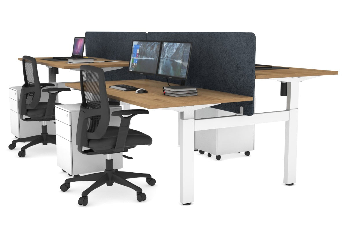 Adjustable 4-Person H Bench Workstation - White Frame [1600L x 800W] - Perfect for Office, Classroom, or Collaborative Workspace