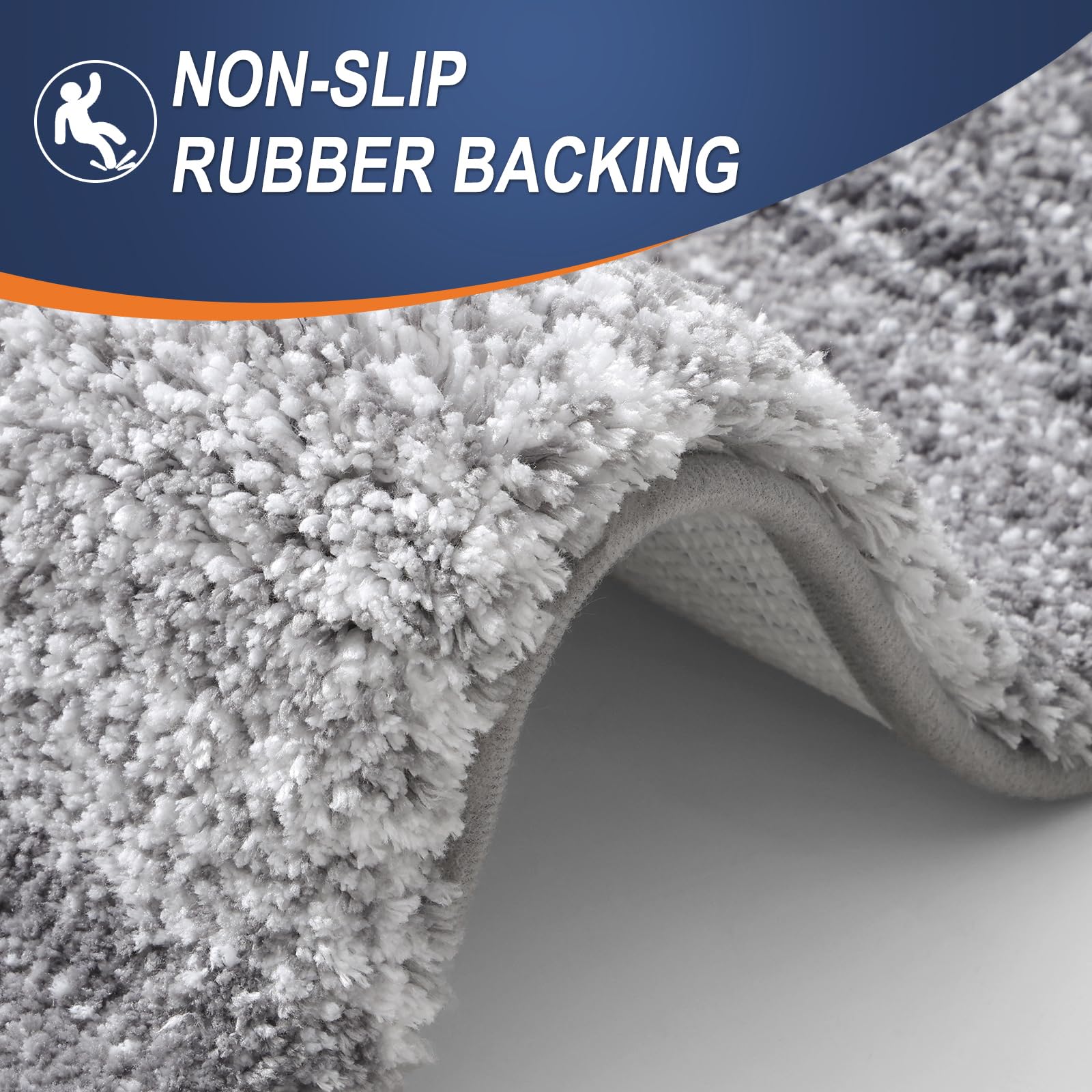 OLANLY 2-Piece Soft Absorbent Microfiber Bathroom Rug Set - Non-Slip Machine Washable Plush Shaggy Bath Mats (30