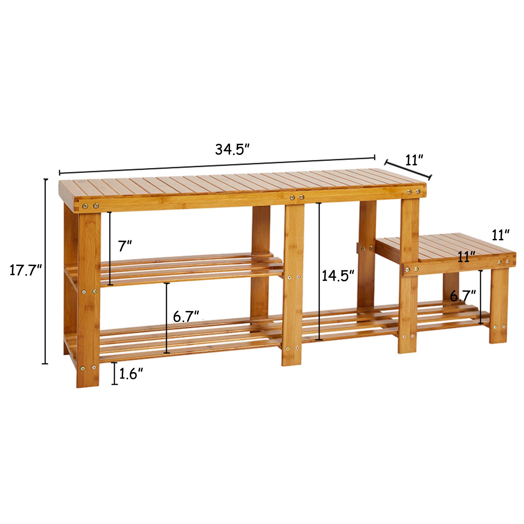 3-Tier Bamboo Shoe Rack Bench with Storage - 45.5 Inch Entryway Organizer for Hallway, Bathroom & Entrance | Space-Saving Shoe Storage Solution for Small Apartments & Closet Organization