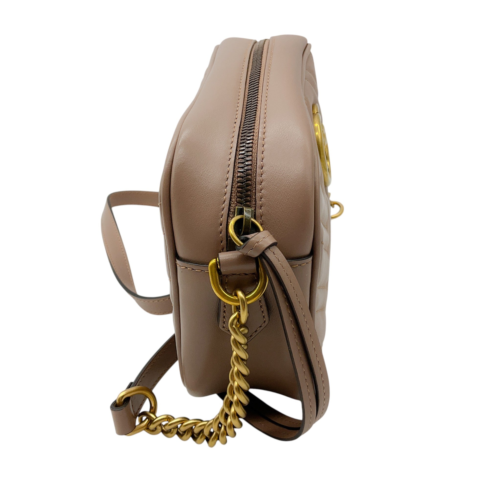 Gucci GG Marmont Small Chain Shoulder Bag in Porcelain Rose Calfskin with Matelassé Design - Perfect for Evening Events, Date Nights & Luxury Fashion Accessories