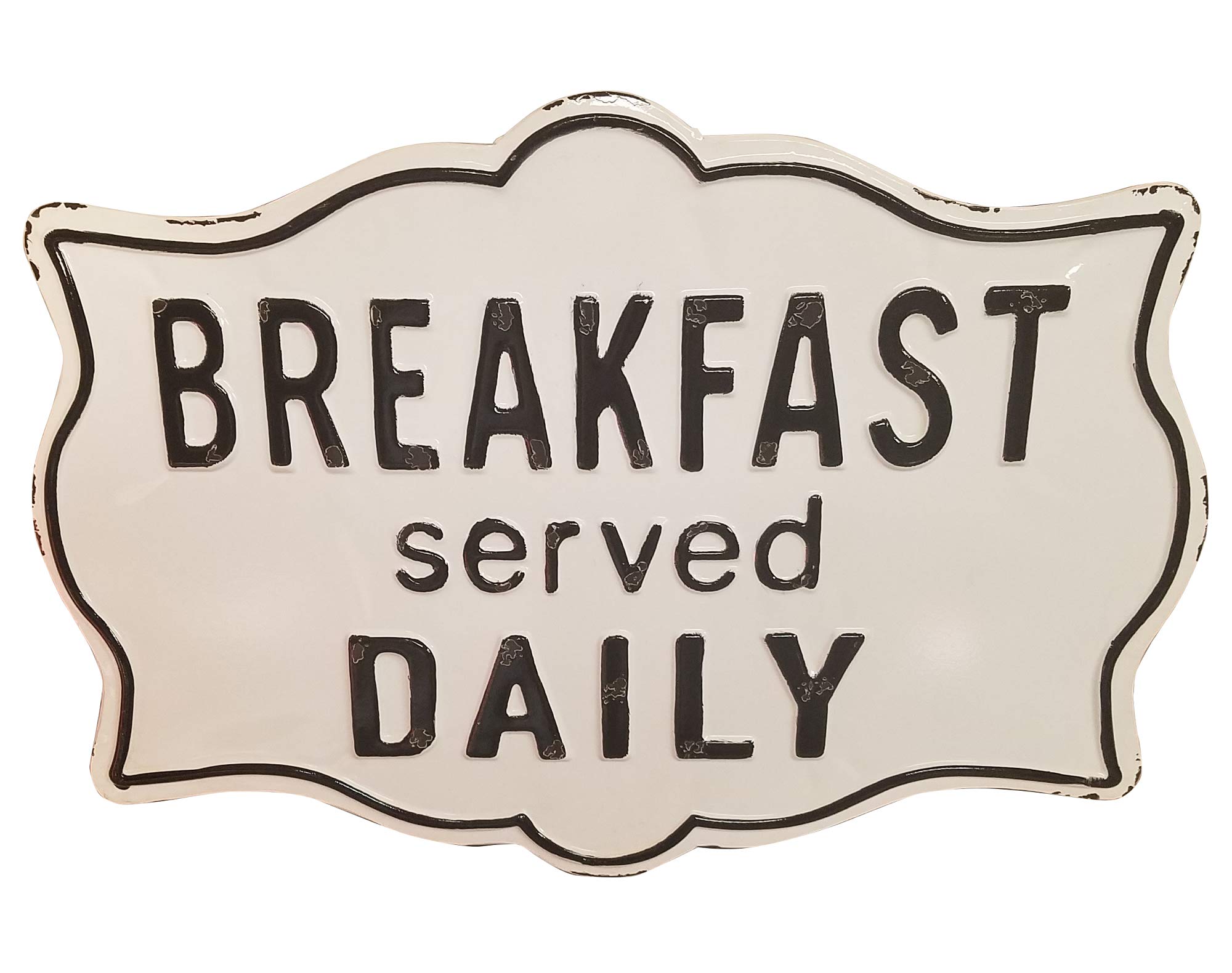 Vintage 'Breakfast Served Daily' Metal Wall Sign - Rustic Kitchen Decor for Diner, Cafe & Home - Perfect for Farmhouse, Restaurant & Retro Style Interior Design