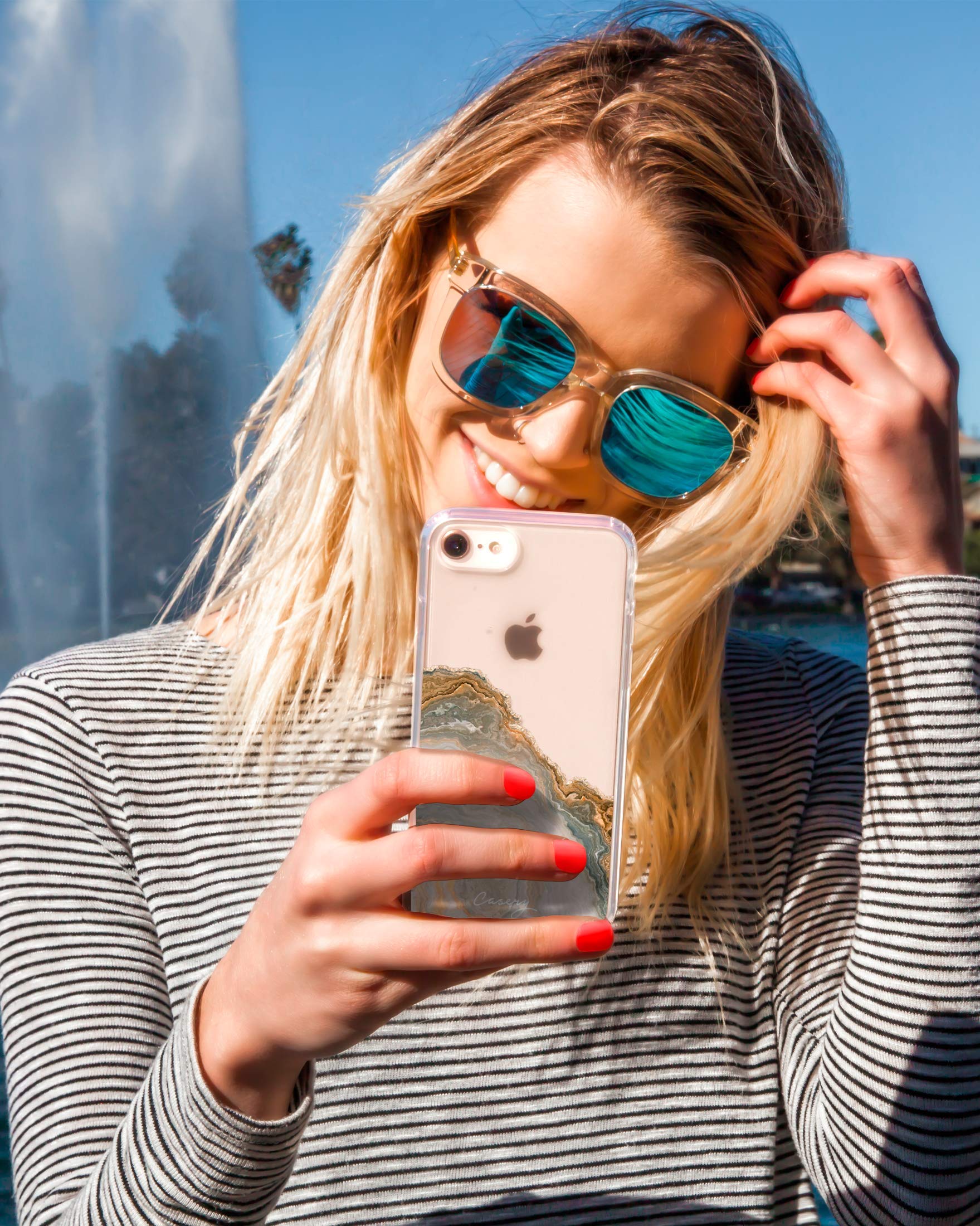 Casery White & Gold Agate iPhone 11 Case | Premium Protective Phone Cover with Marble Design | Perfect for Daily Use, Office & Travel Accessories