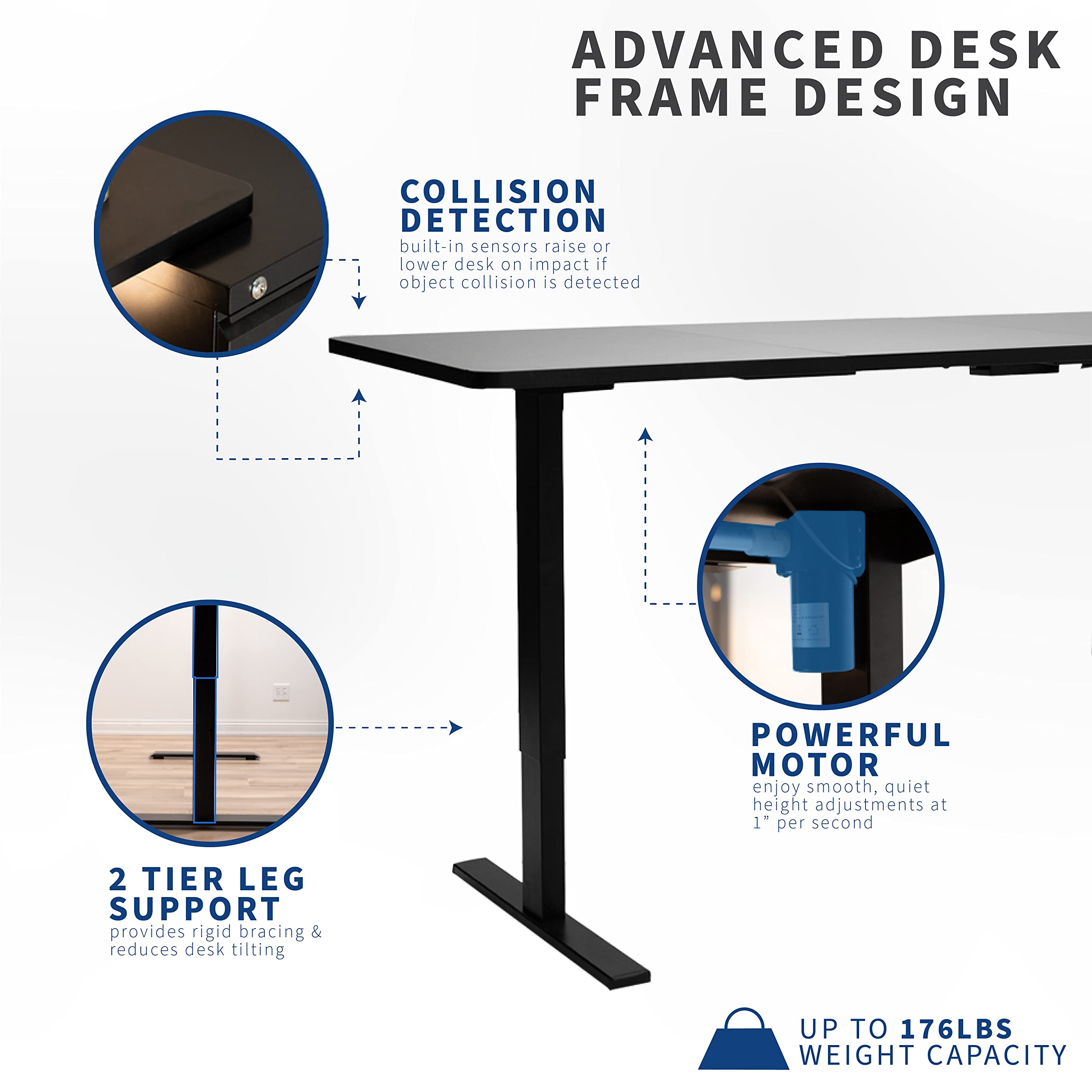 VIVO Electric 43 x 24 Inch Adjustable Height Standing Desk with Memory Controller, 1B Series - Light Wood Top & White Frame (DESK-KIT-1W4C) for Home Office, Gaming & Workspace Ergonomics