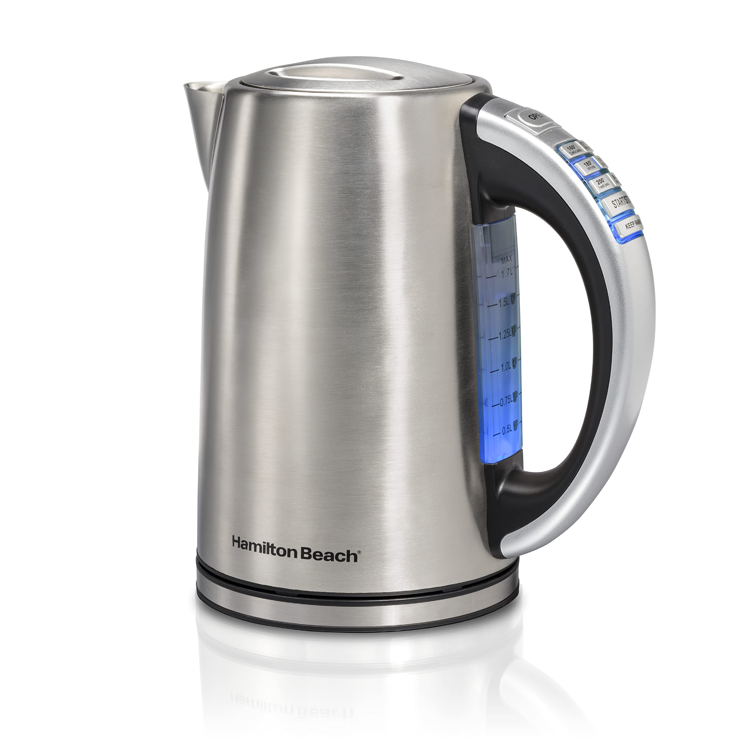 Hamilton Beach 1.7L Electric Kettle - Fast 1500W, BPA Free, Stainless Steel, Auto Shut-Off & Boil-Dry Protection - Perfect for Tea, Coffee & Instant Meals in Home, Office or Dorm