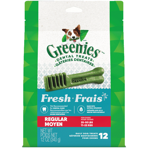 Greenies Fresh Regular Adult Dog Dental Treats - 12oz | Tartar Control & Fresh Breath for Dogs | Perfect for Daily Oral Care & Training Rewards