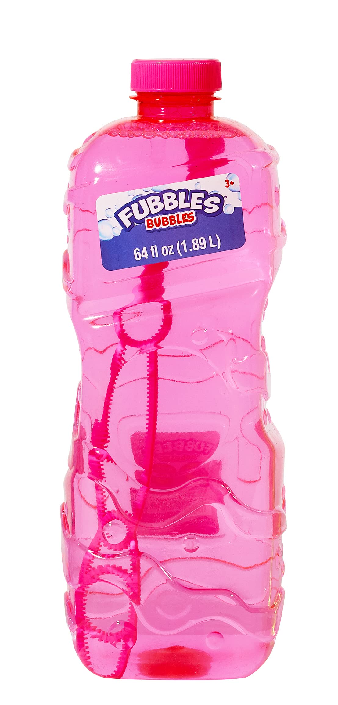 BUBBLES by Little Kids Fubbles | 64oz Non-Toxic Bubble Solution Refill for Kids & Toddlers | Includes Bubble Wand (Colors May Vary) - Perfect for Outdoor Play, Birthday Parties & Backyard Fun (12301E)