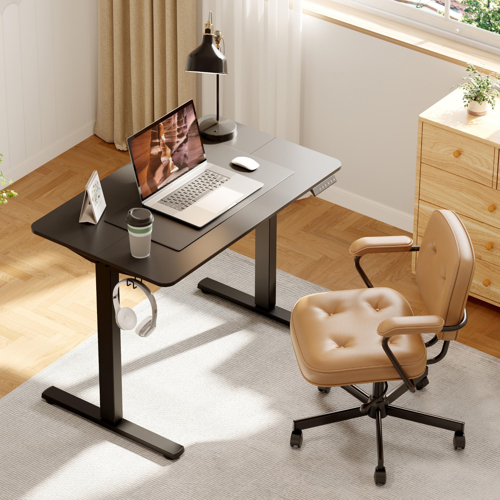 Adjustable Stand Up Desk - 40x24 Inches Memory Preset Height Adjustable Computer Workstation with Splice Black Top for Home Office & Remote Work | Ergonomic Standing Desk for Working from Home, Gaming & Study