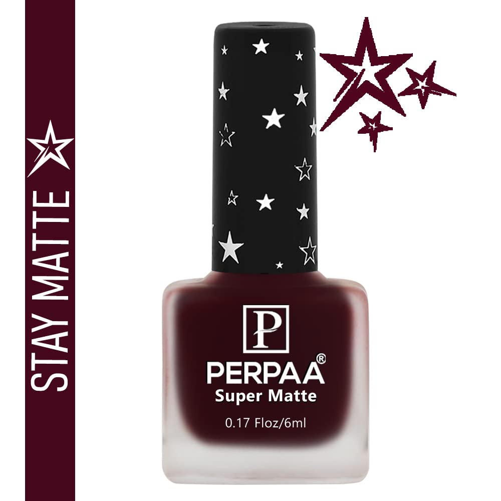 PERPAA® Super Matte Nail Polish - Non-Toxic, Long Lasting, Chip Resistant & Quick Dry Nail Enamel - Vegan & Cruelty-Free - Pack of 2 (Pink & Maroon) - Perfect for Everyday Wear, Special Occasions & Nail Art Designs