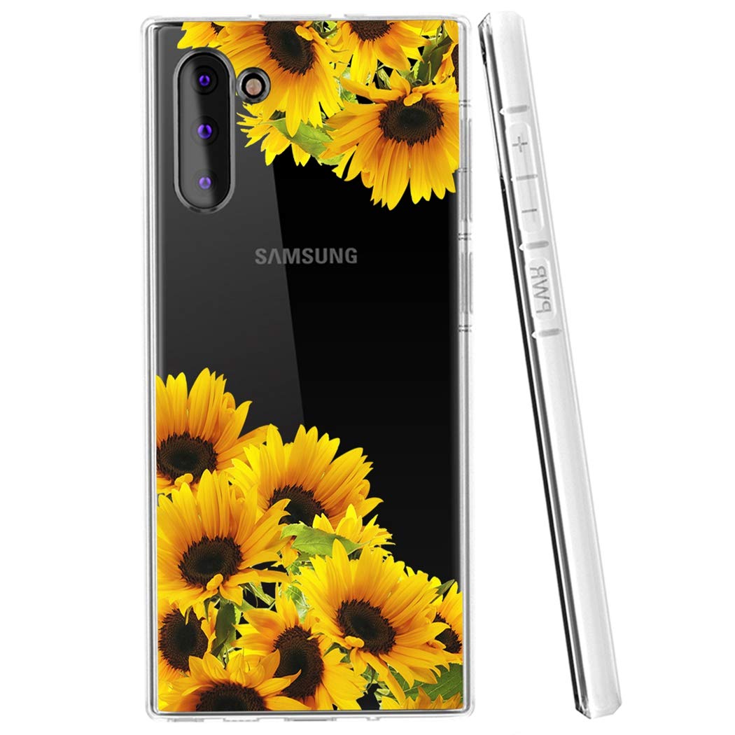 **Samsung Galaxy Note 10 5G Case - Cute Clear Sunflower TPU Protective Cover for Women & Girls | Slim Shockproof Soft Phone Case for Everyday Use & Travel**