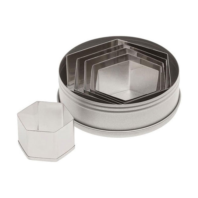 Ateco 5251 6-Piece Plain Hexagon Cookie Cutter Set - Perfect for Baking, Holiday Cookies, and DIY Crafts