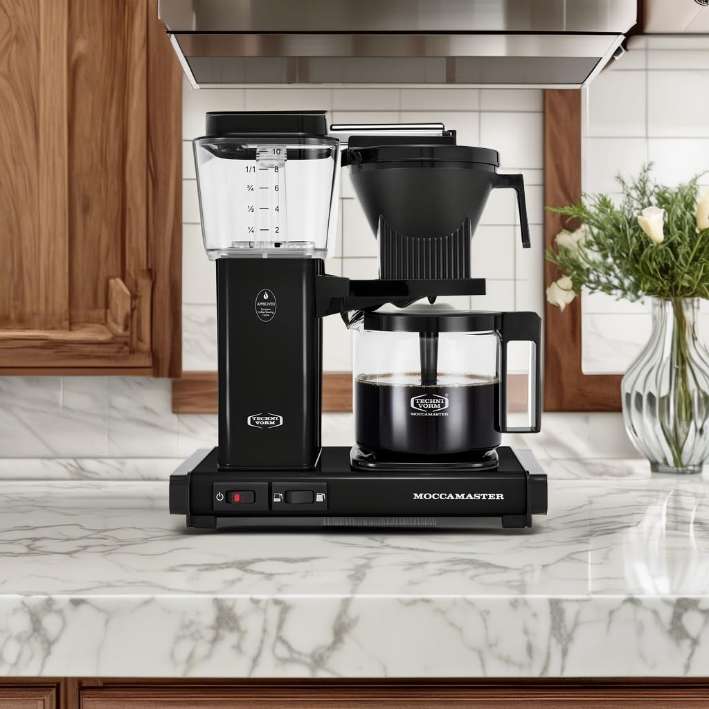 Technivorm Moccamaster 53937 KBGV 10-Cup Coffee Maker - 40oz (1.25L) Black - Premium Drip Coffee Machine for Home & Office - Perfect for Fresh Brewing & Entertaining