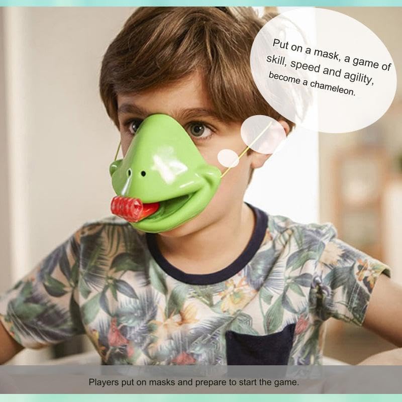 Frog Tongue Game with Blowing Air - Fun Chameleon & Lizard Tongue Party Game Set - Includes Frog Mask & Blow Tongue - Exciting Multiplayer Family Game for Kids & Adults - Perfect for Birthday Parties, Family Gatherings & Indoor Playtime