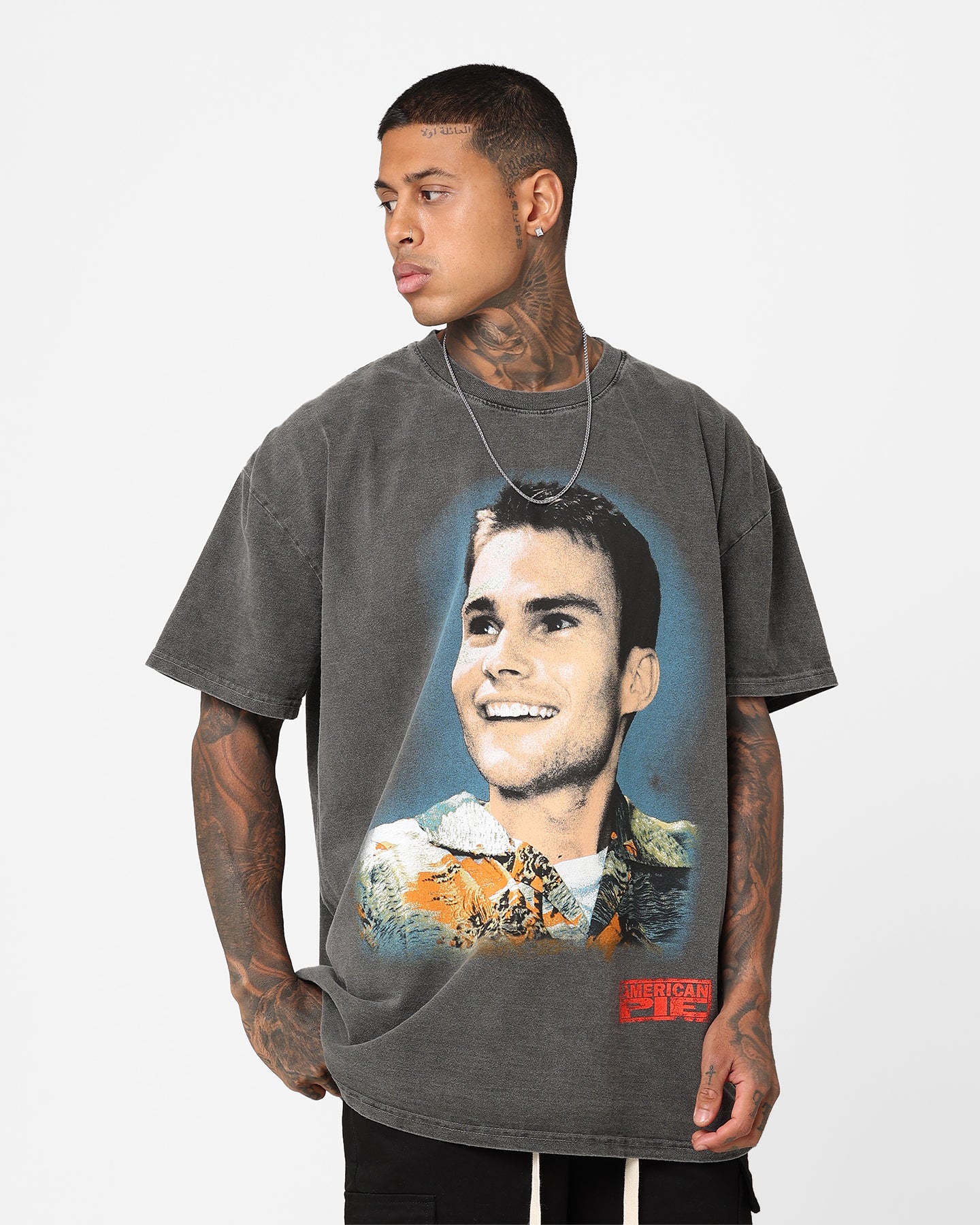 Vintage American Thrift X American Pie Stiffler Graphic T-Shirt - Distressed Black Wash - 90s Retro Style for Casual Wear & Movie Fan Collectors