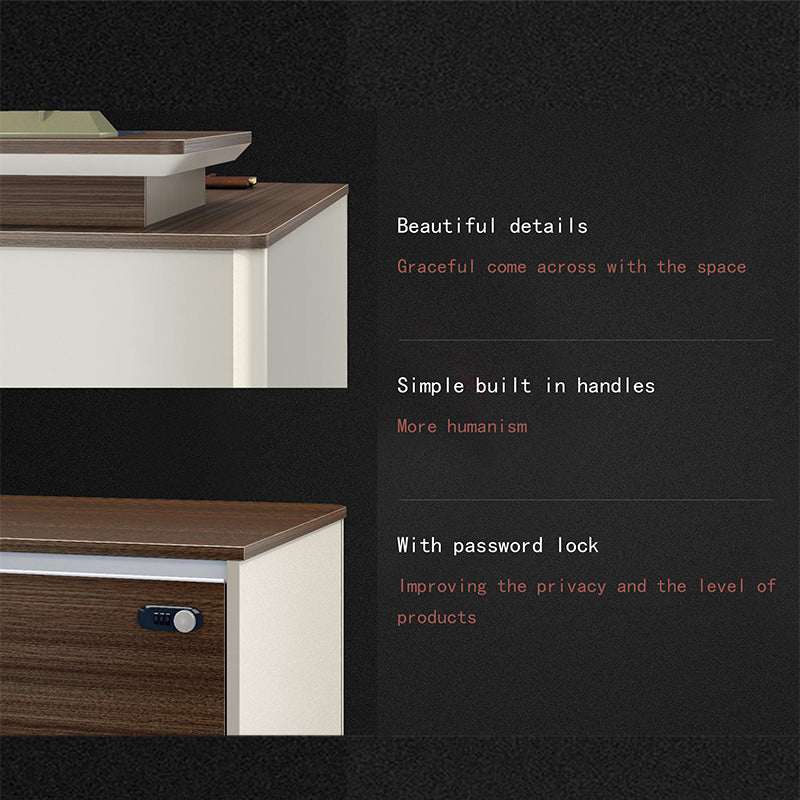 Premium ANDERS Executive Desk with Reversible Return - 2.0M Length in Hazelnut & Beige Finish | Modern Home Office Furniture for Professionals & Remote Workers