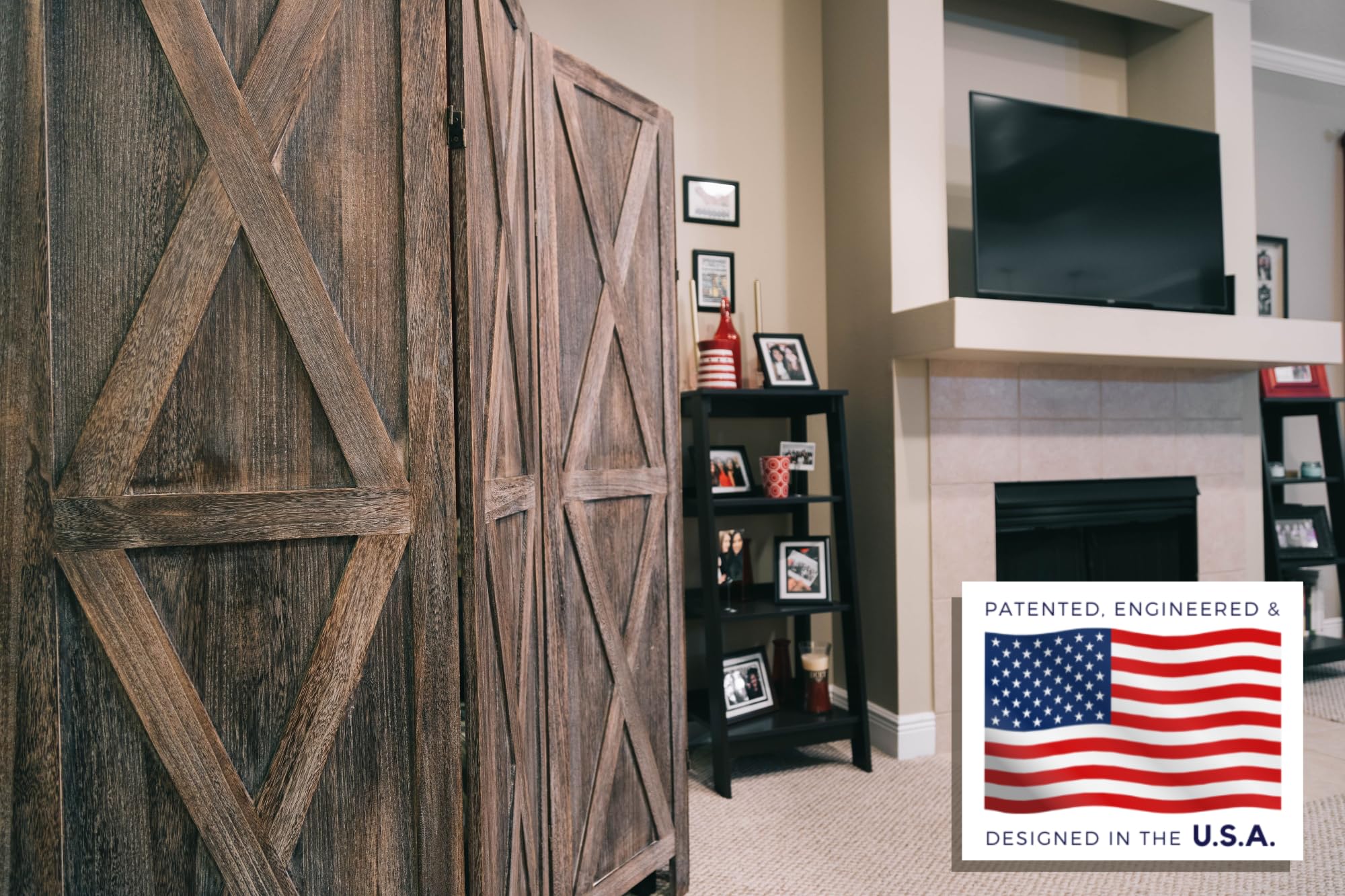 Premium Rustic Barnwood Room Divider - Folding Privacy Screen for Home & Office Partition, Wall Separator, Temporary Wall (Barnwood X) | Perfect for Living Rooms, Bedrooms, and Open Space Dividers