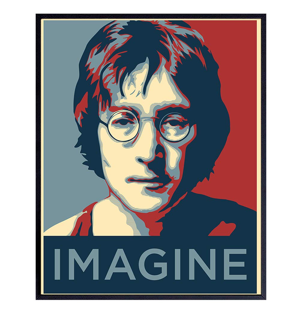 John Lennon Imagine Wall Art Print - Vintage 8x10 Beatles Photo Poster - Unique Music Gift for Beatles Fans - Home & Office Decor - Unframed Picture - Perfect for Living Room, Bedroom or Music Studio Decor