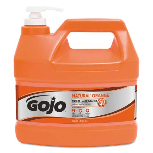 Natural Orange Pumice Hand Cleaner - Citrus Scent, 1 Gallon Pump Bottle (4/Carton) - Heavy Duty Hand Soap for Mechanics, Gardeners & Industrial Workers