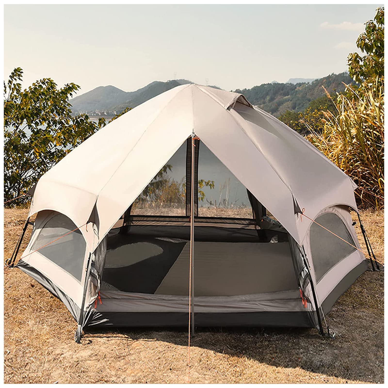 Premium 4-Season Waterproof Glamping Tent for 6-8 People - Luxury Outdoor Yurt with Cotton Canvas for Camping, Festivals & Backyard Glamping - Perfect for Family Adventures & Music Events
