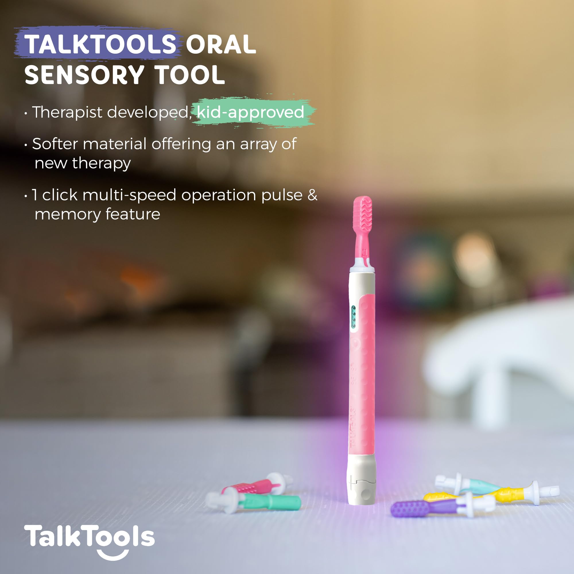 TalkTools Sensi Kit & 10 Jaw Tips - Sensory Therapy Tools for Speech and Feeding Development, Autism & ADHD Sensory Products, Speech Therapy Gifts for Kids with Special Needs (Pink) - Ideal for Home Therapy, Classroom Use, and Early Childhood Development
