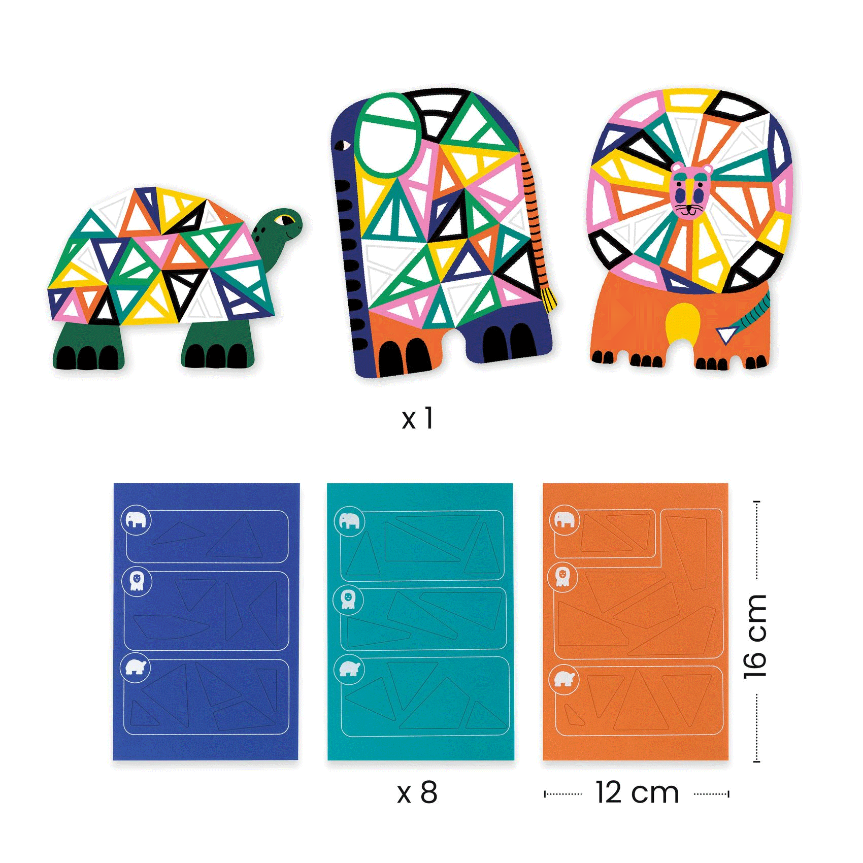 Afrika Mosaics Art Set by Djeco - Creative African Animal Mosaic Kit for Kids, DIY Craft Project for Home & Classroom Activities