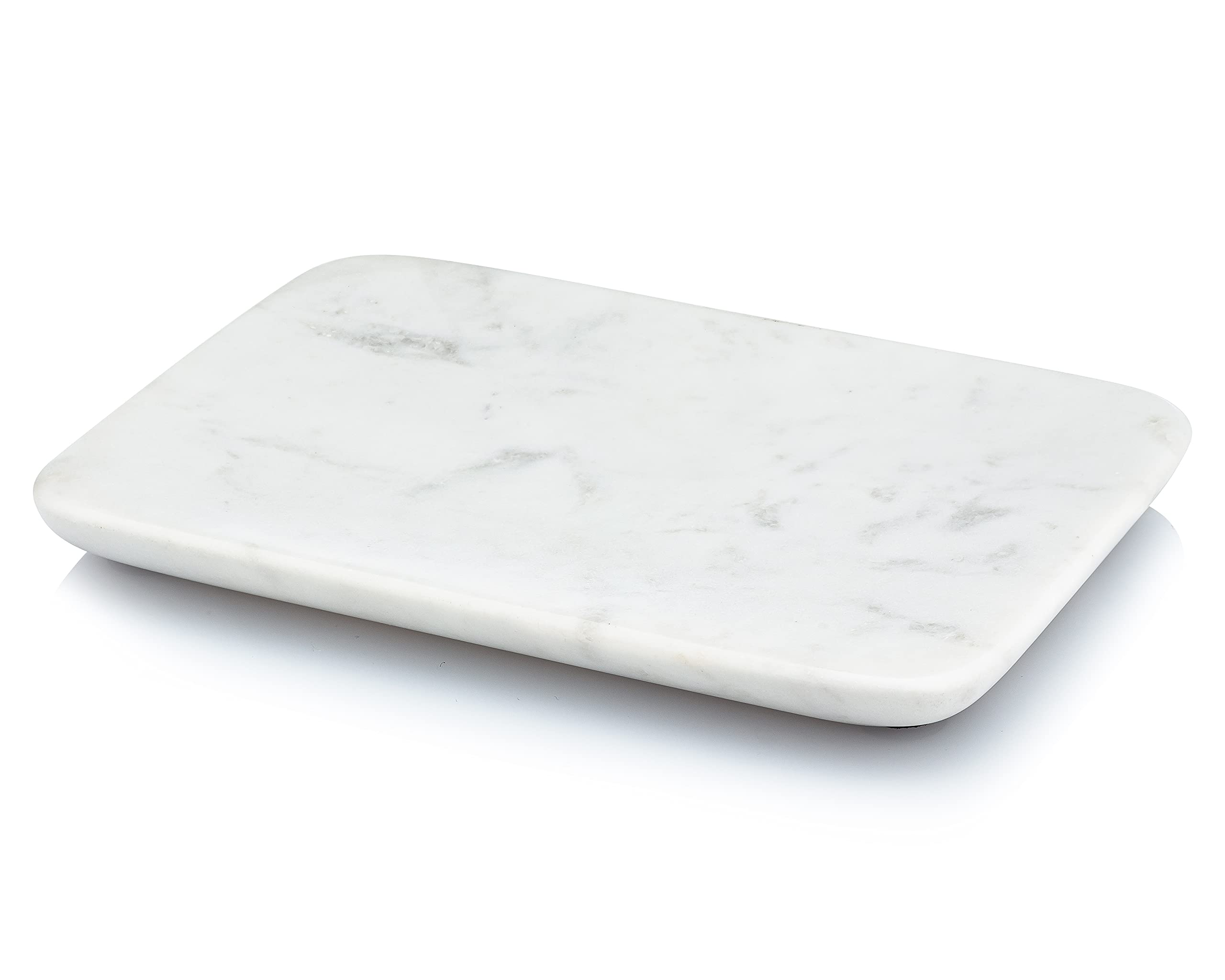 Beau Brummell Solid White Marble Jewelry Tray - Handcrafted 100% Real Marble Organizer for Rings, Watches & Keys | Perfect for Bathroom Vanity, Dresser, Nightstand or Office Desk | 6.5x4.5x0.5 Inch Elegant Home Decor