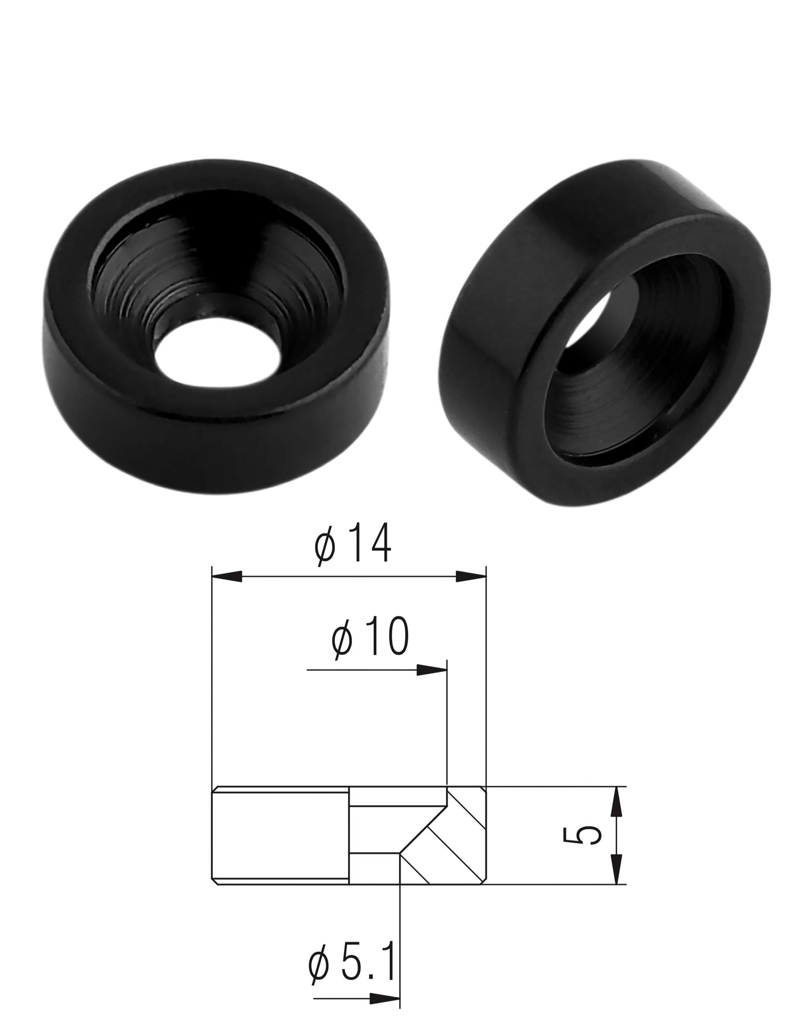 Holmer Guitar Neck Joint Bushings Ferrules and Bolts Set of 4Pcs - Black Hardware Kit for Electric Guitar & Bass Guitar Repair | Perfect for DIY Guitar Maintenance and Neck Reinforcement